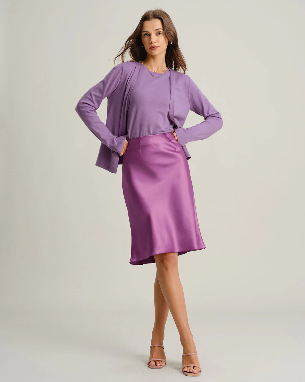 Purple Ribbed Knit Cardigan - Image 5