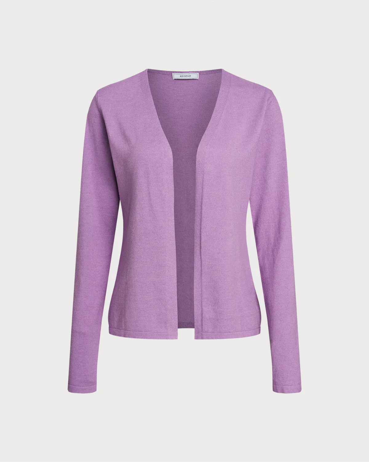 Purple Ribbed Knit Cardigan - Image 6