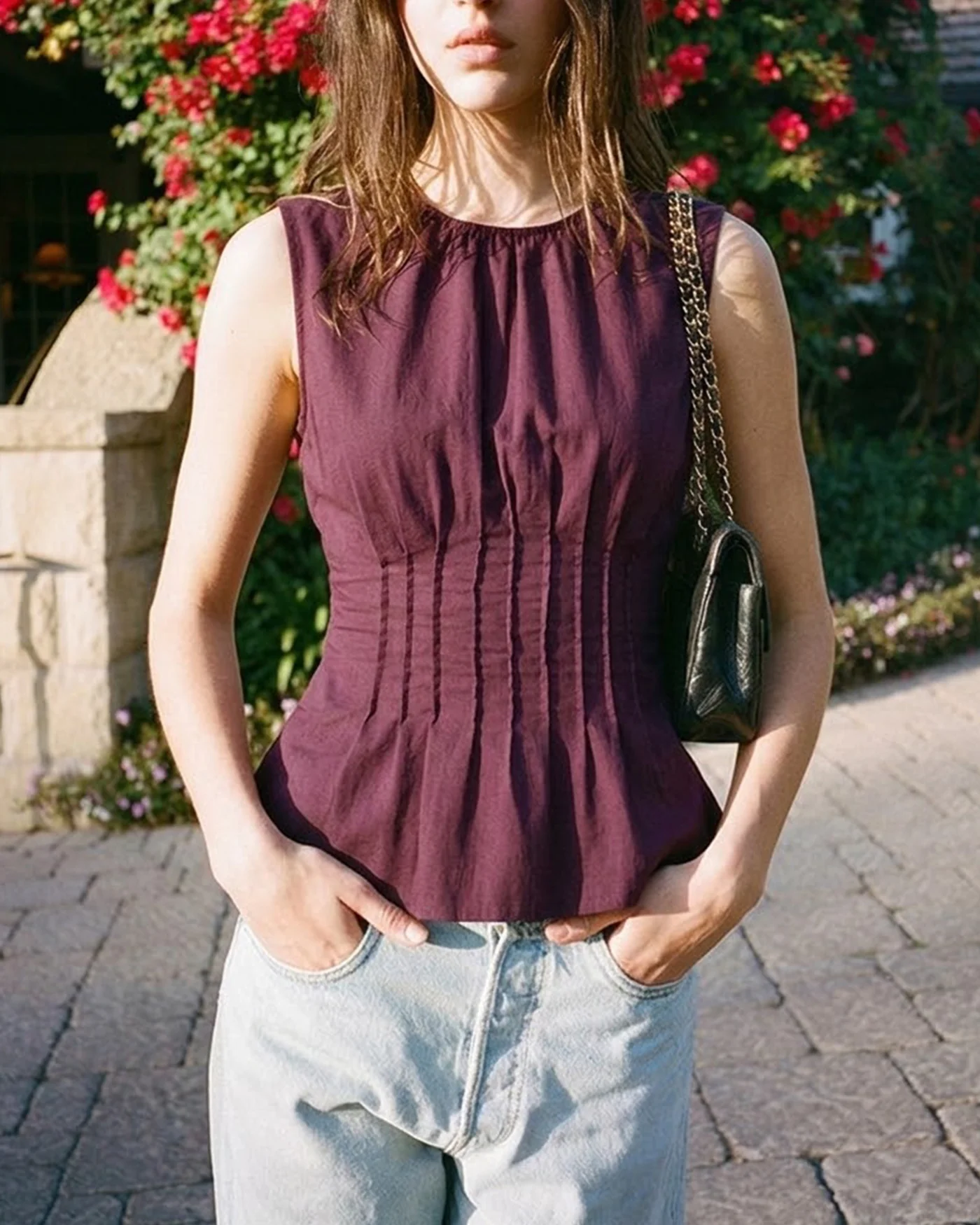 Purple Ruched Tank Top - Image 3