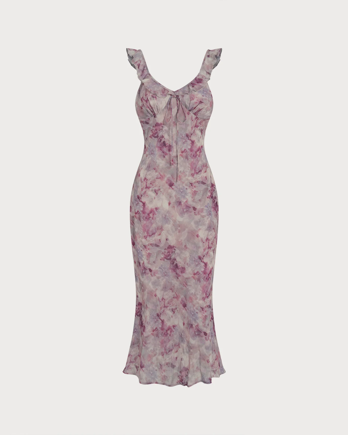 Purple Ruffle A-Line Slip Maxi Dress - Image 5
