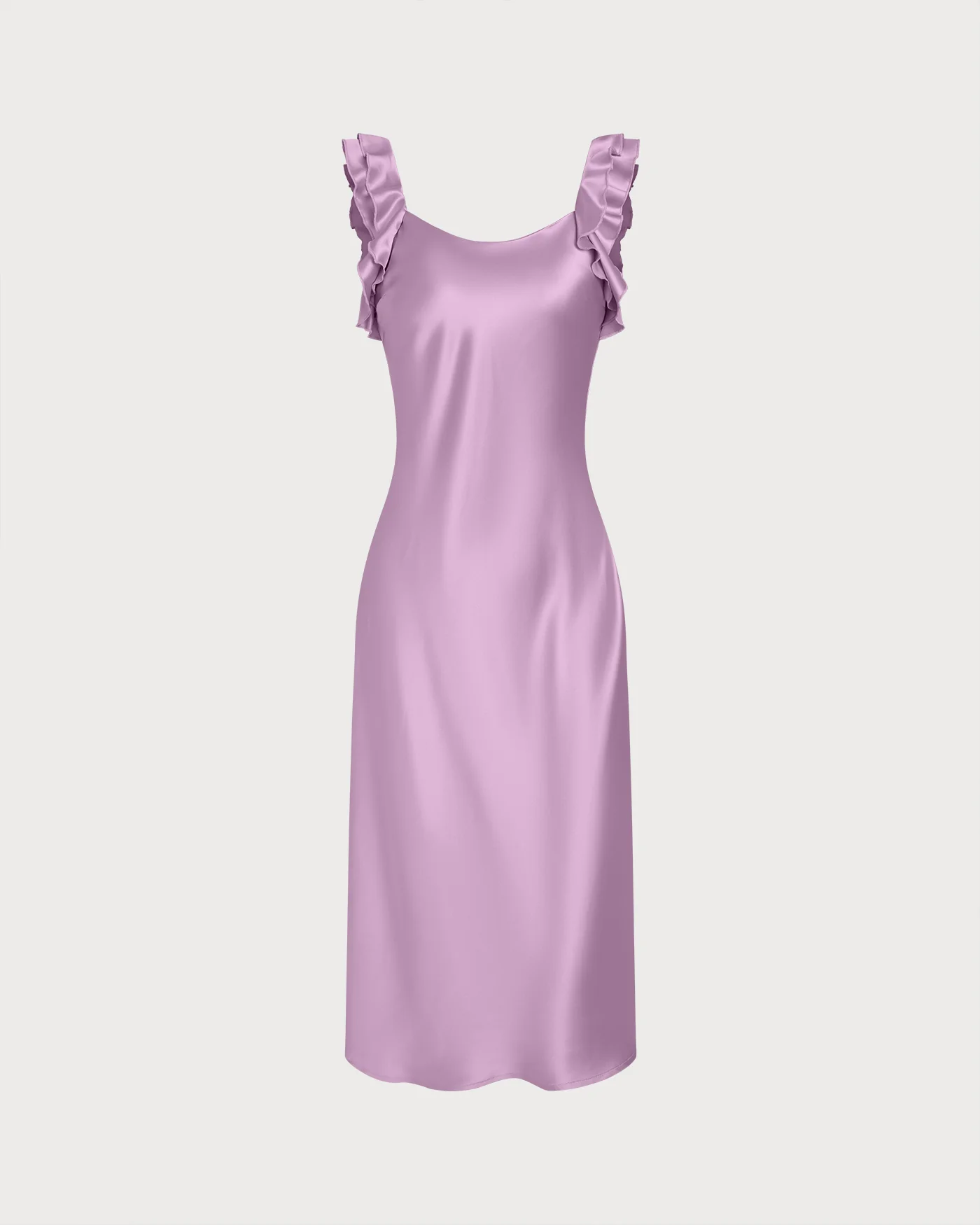 Purple Ruffle Slip Midi Dress - Image 8