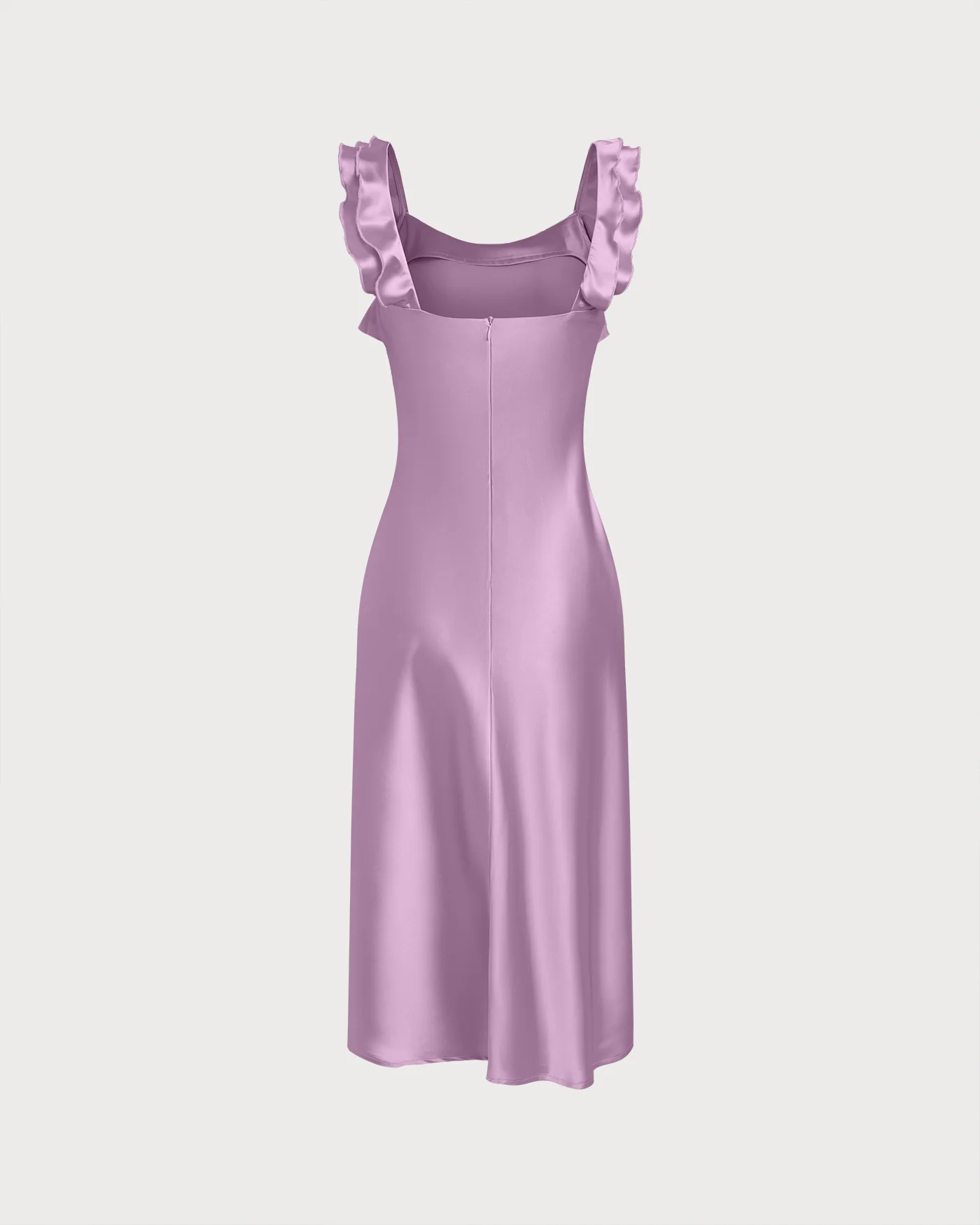 Purple Ruffle Slip Midi Dress - Image 9