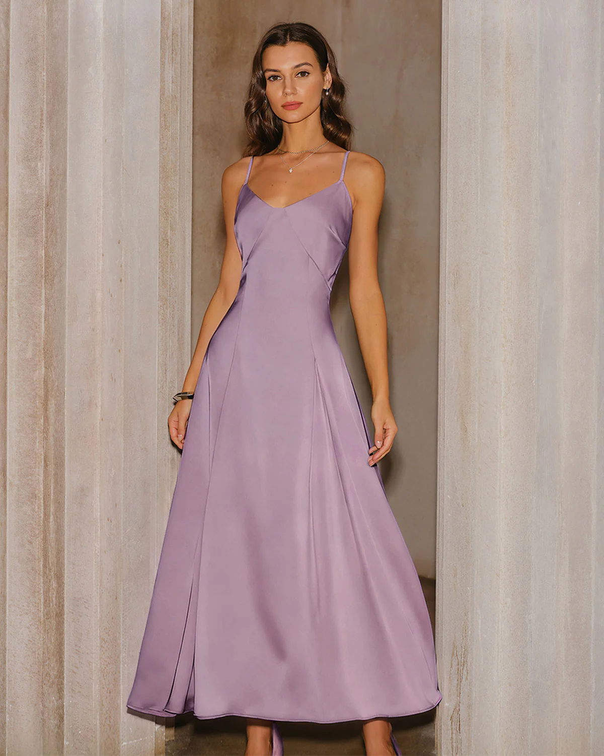Purple Satin Slip Maxi Dress - Image 2
