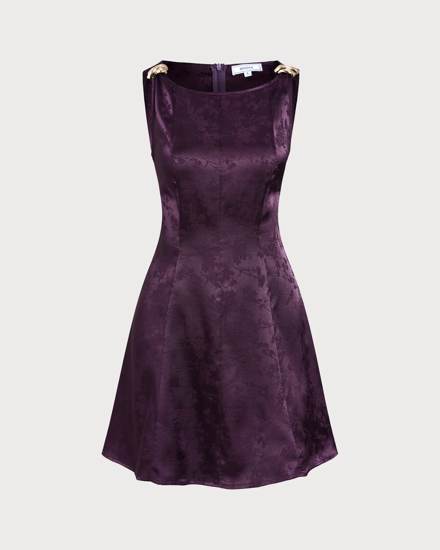 Purple Sleeveless Floral Mini Dress - Image 2