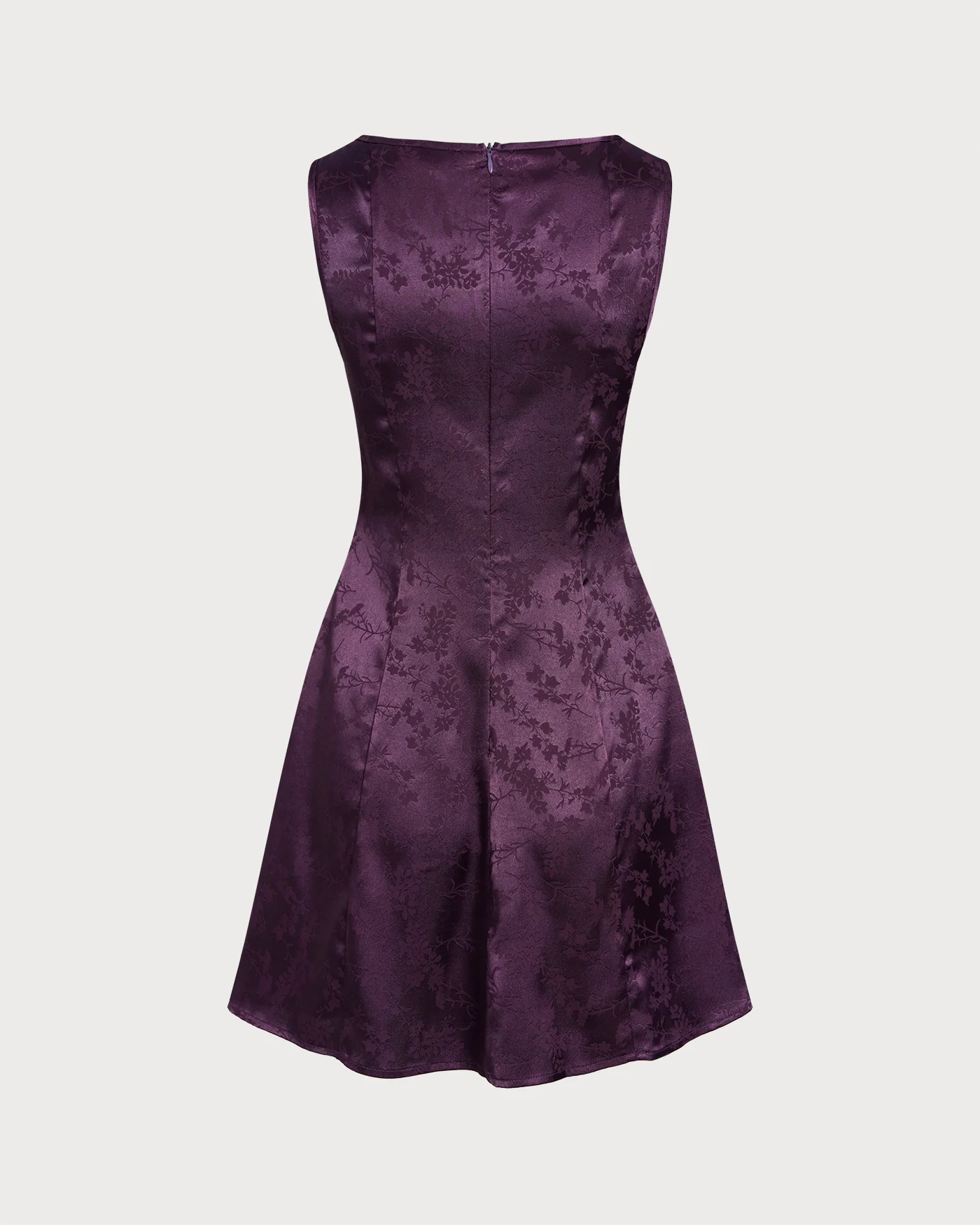 Purple Sleeveless Floral Mini Dress - Image 3