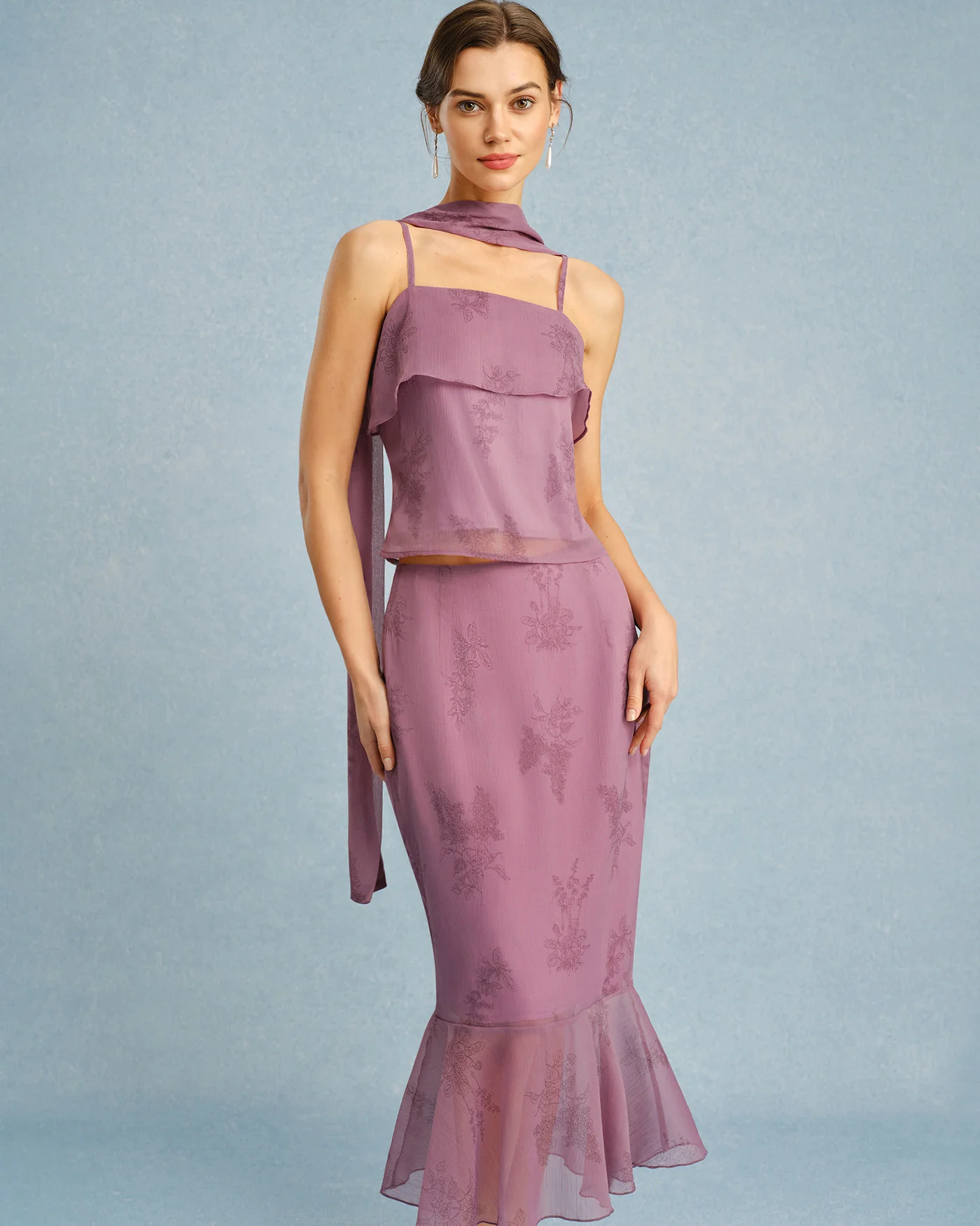 Purple Square Neck Tie Cami Top - Image 3