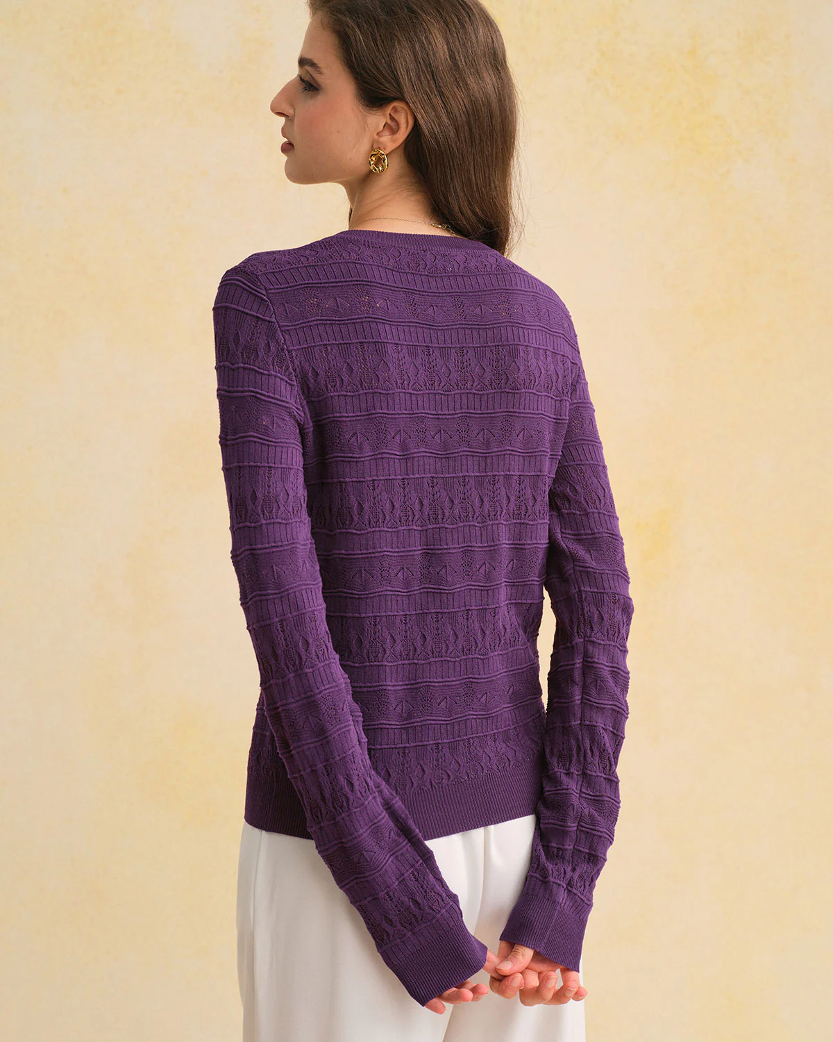 Purple Textured Slim Knit Tee - Image 4
