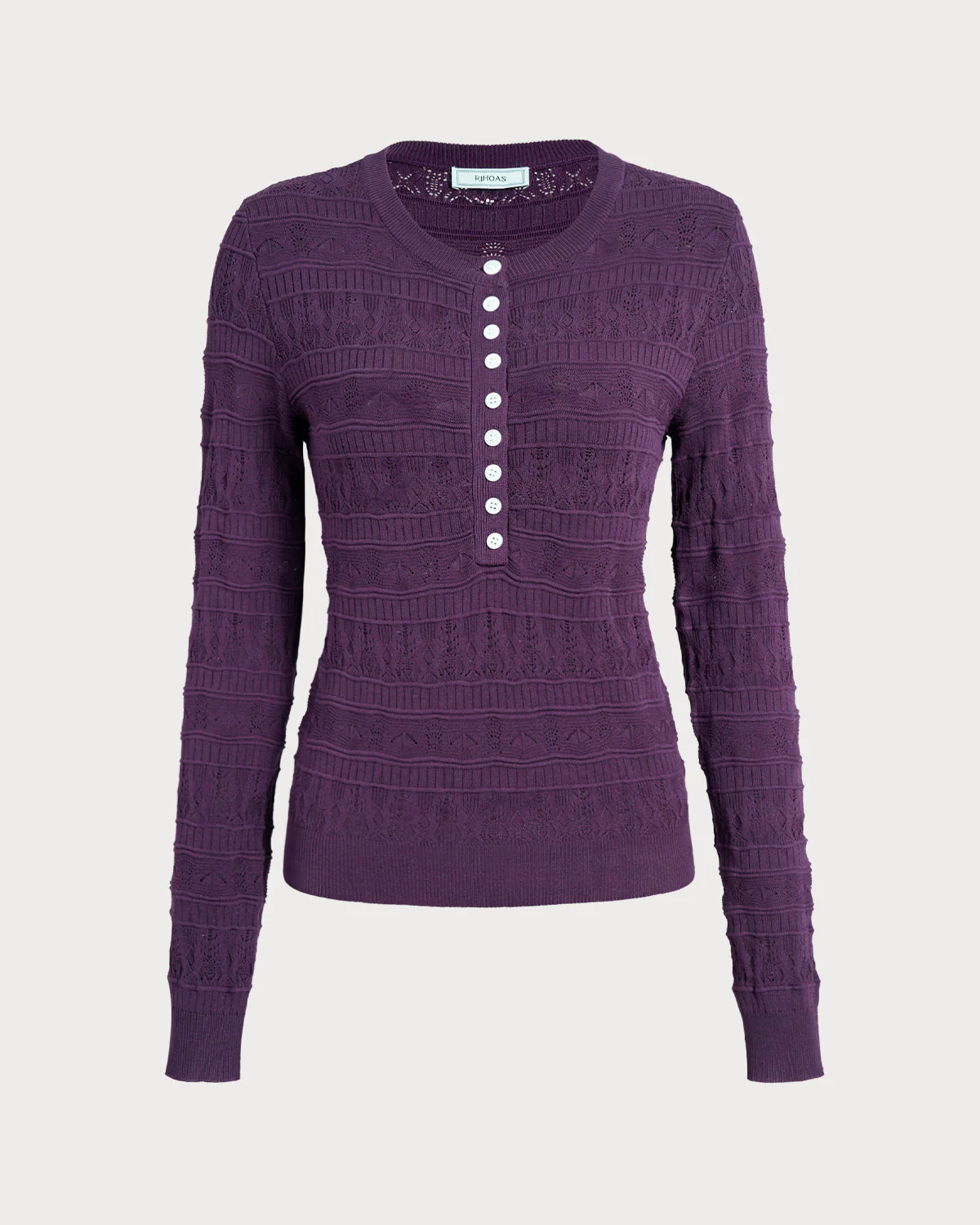 Purple Textured Slim Knit Tee - Image 6