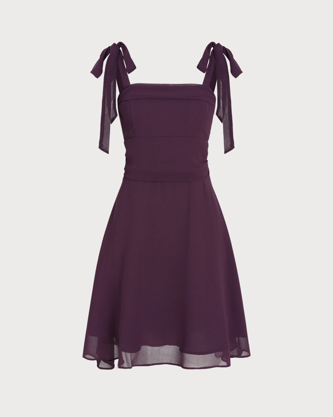 Purple Tie Strap Chiffon Mini Dress - Image 7
