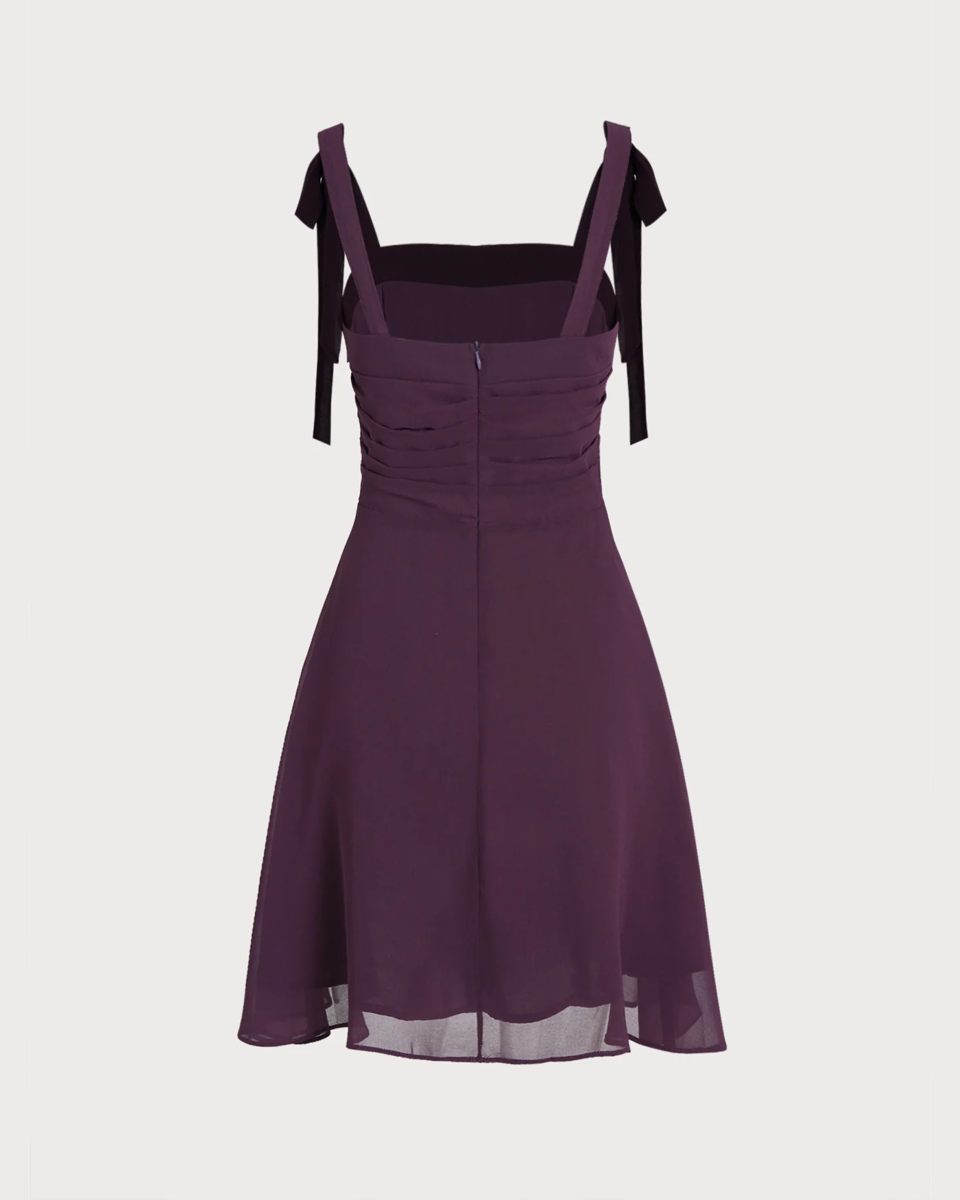 Purple Tie Strap Chiffon Mini Dress - Image 8