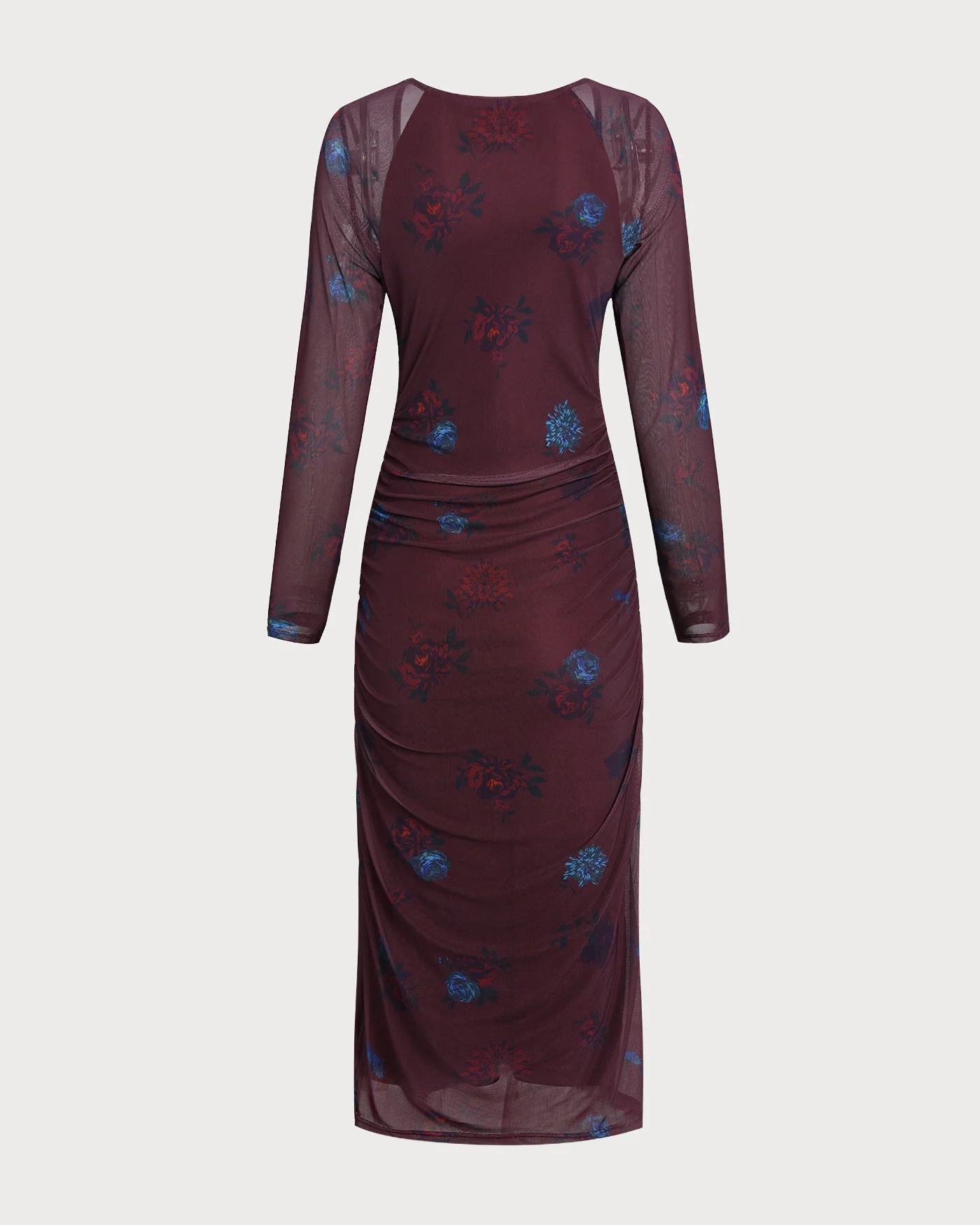 Purple V Neck Floral Midi Dress - Image 3