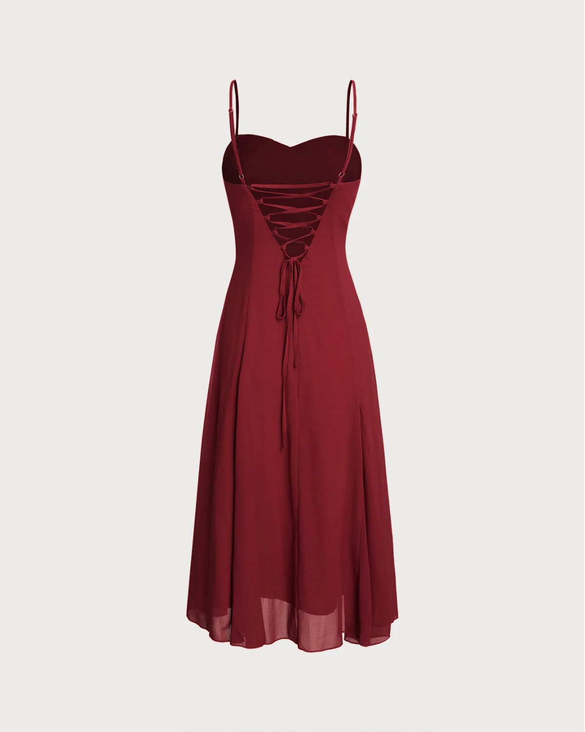 Red A-Line Corset Slip Midi Dress - Image 8