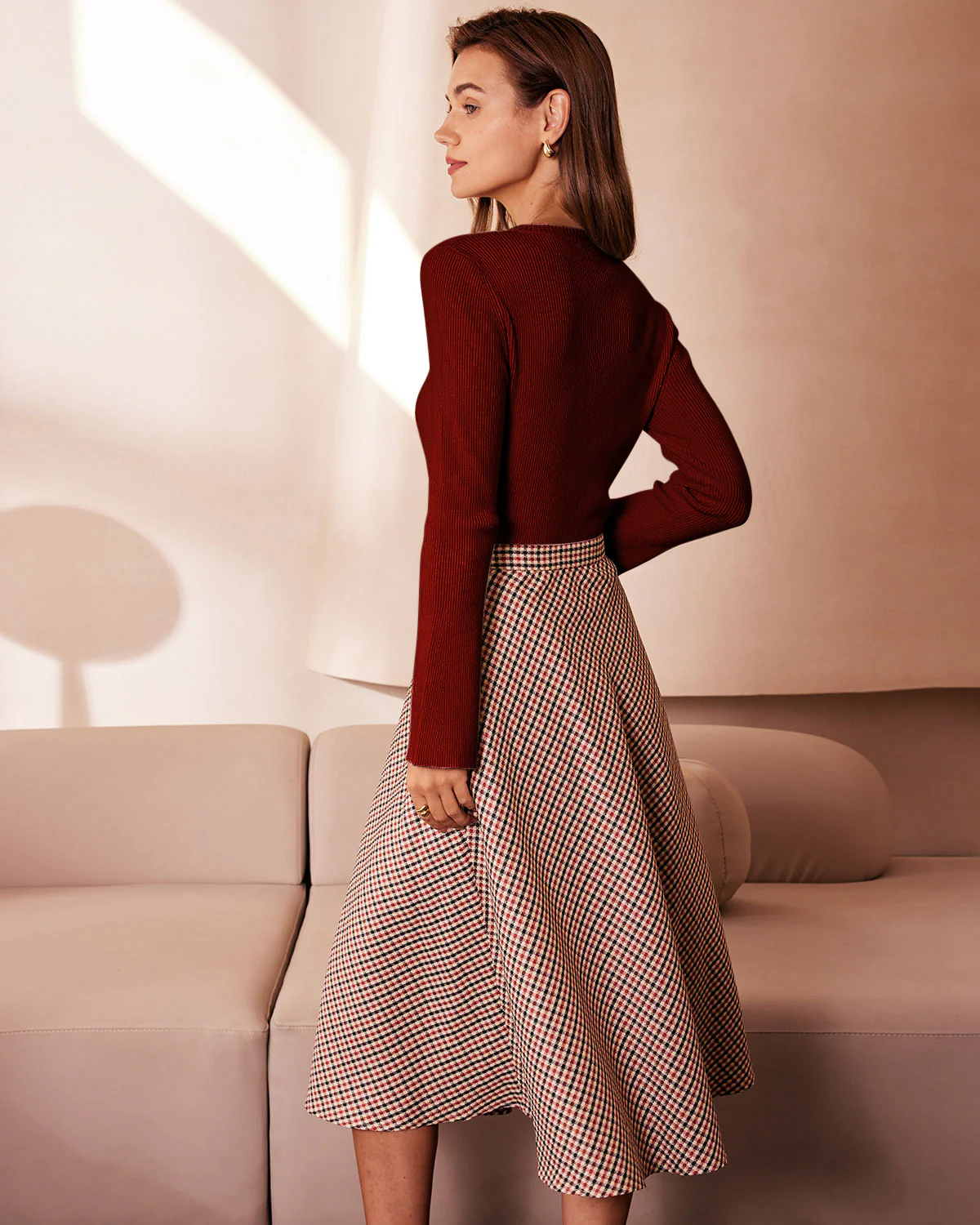 Red Bell Sleeve Ribbed Knit Tee - Image 10
