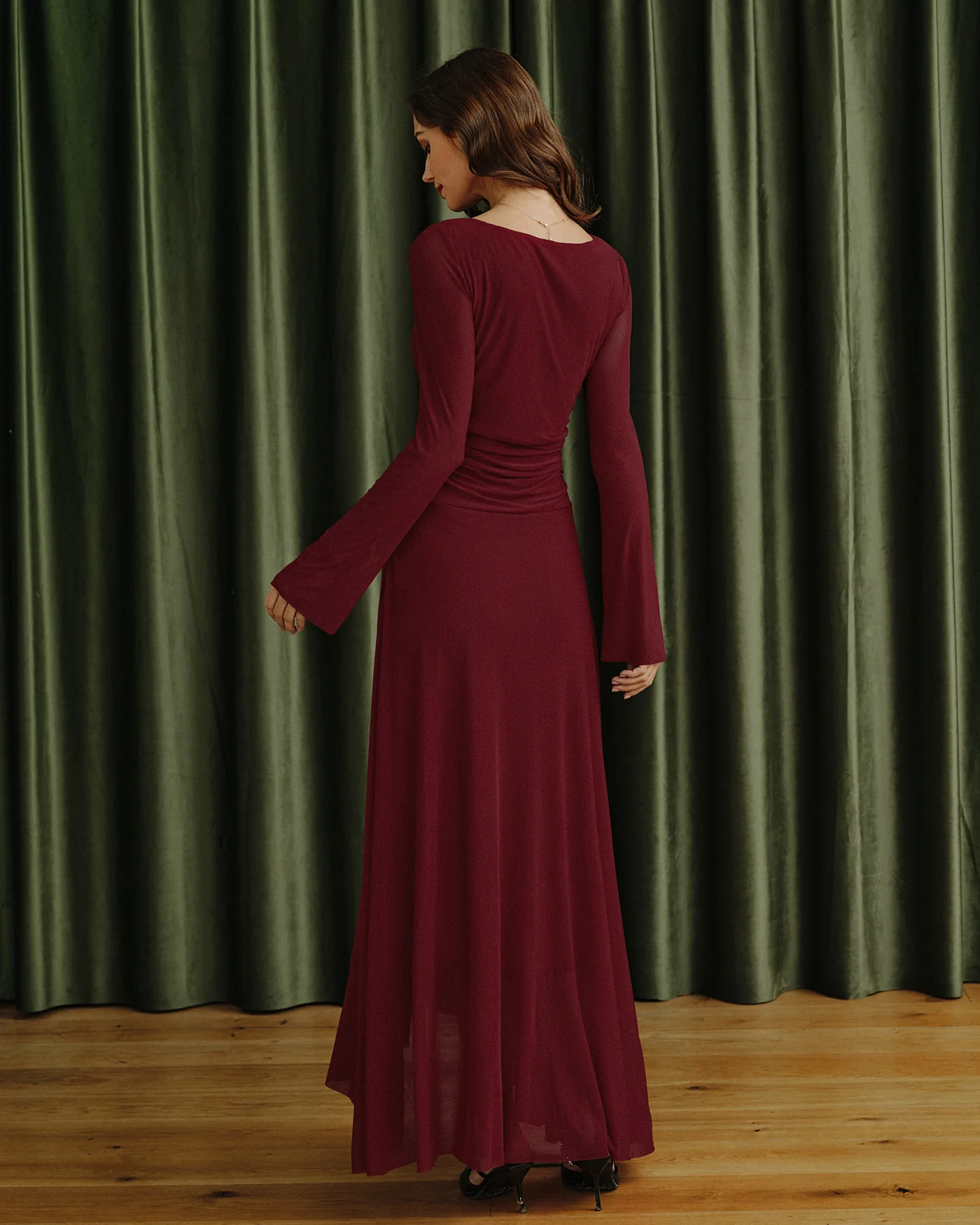 Red Boat Neck Maxi Dress - Image 7