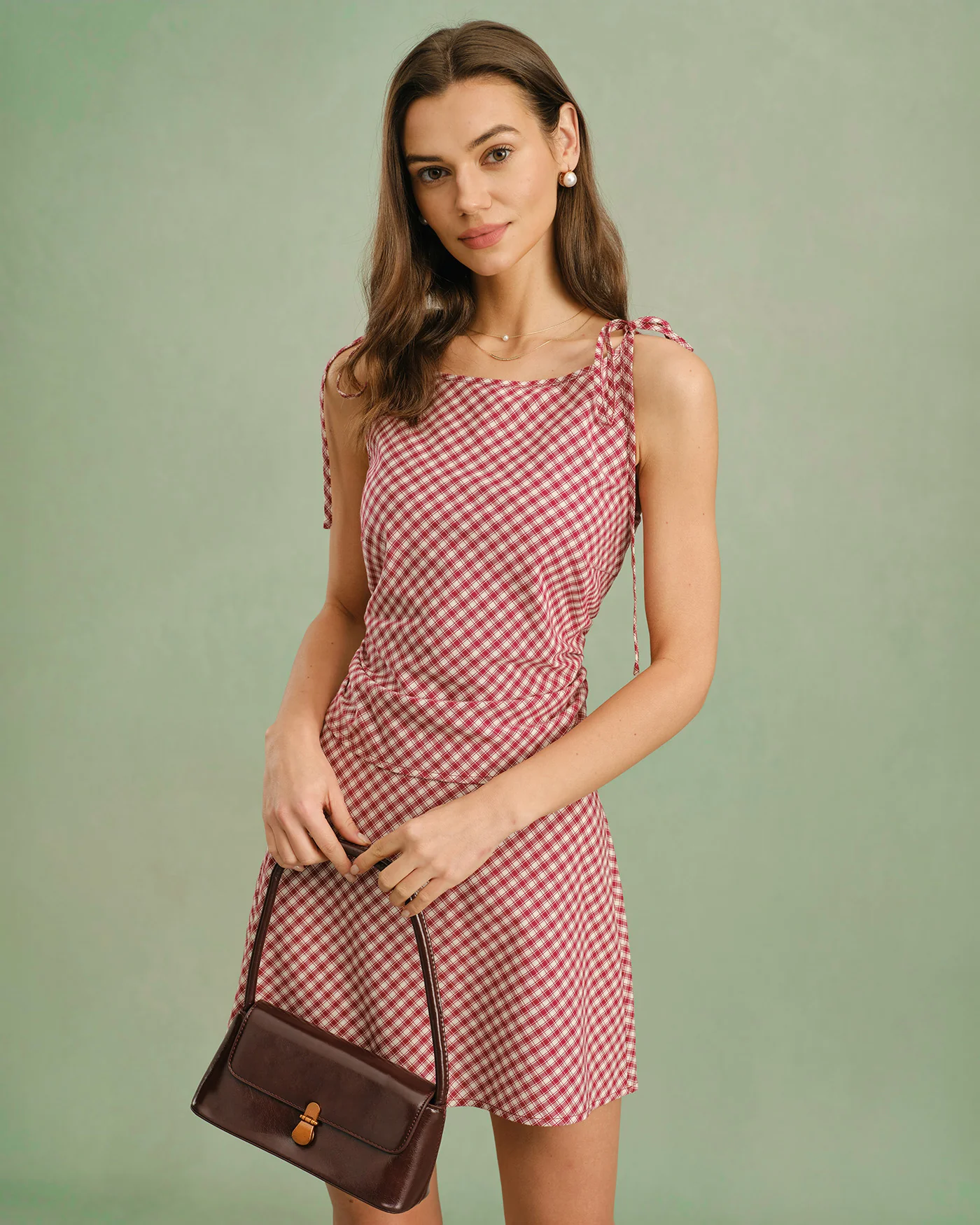 Red Boat Neck Plaid Tank Top - Image 4