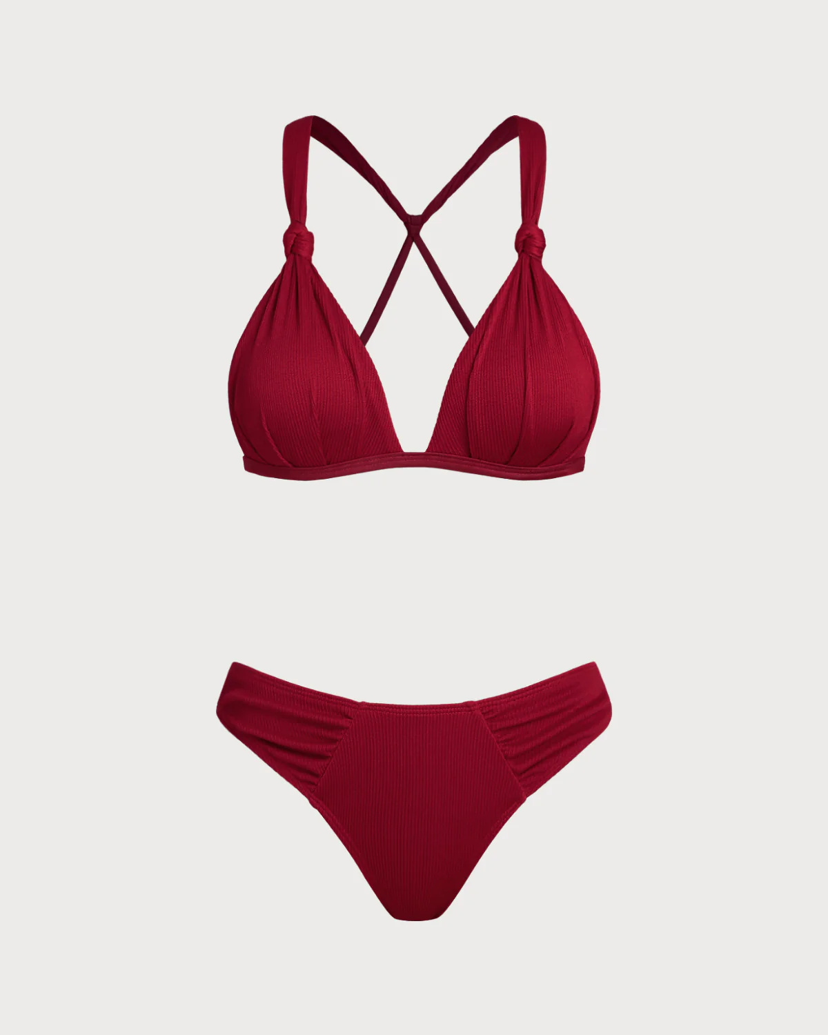 Red Bralette Ruched Bikini Set - Image 2