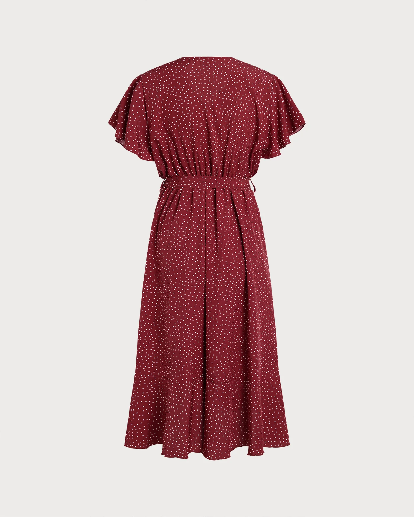 Red Butterfly Sleeve Polka Dot Midi Dress - Image 9