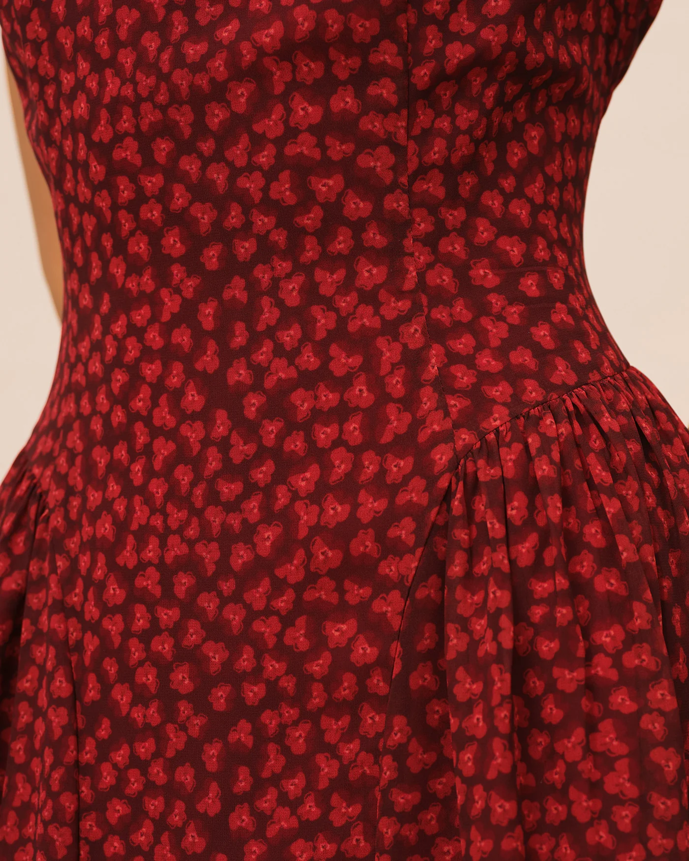 Red Cap Sleeve Floral Maxi Dress - Image 2