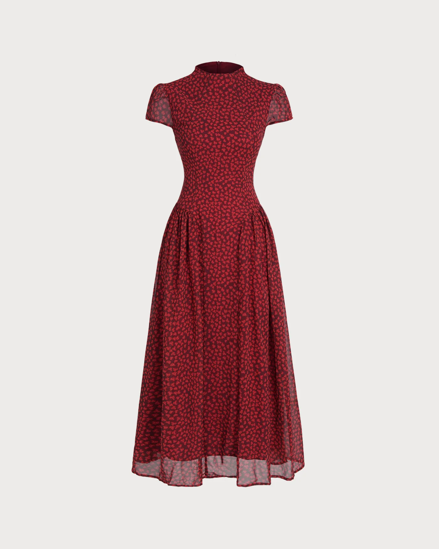 Red Cap Sleeve Floral Maxi Dress - Image 6