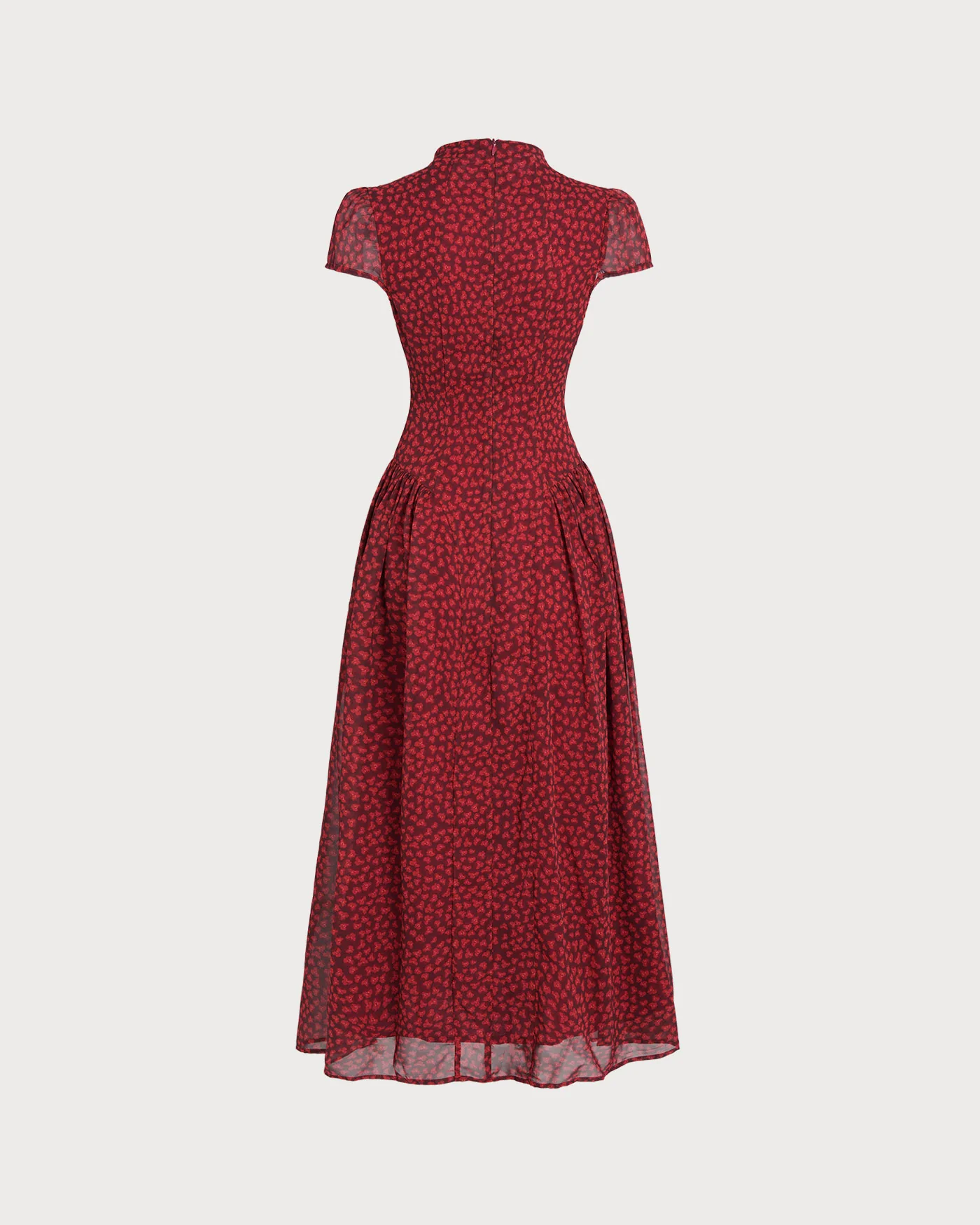 Red Cap Sleeve Floral Maxi Dress - Image 7