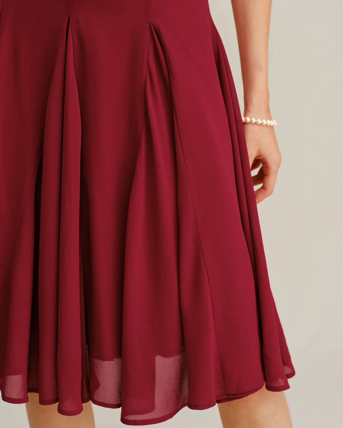 Red Chiffon A-Line Slip Midi Dress - Image 8