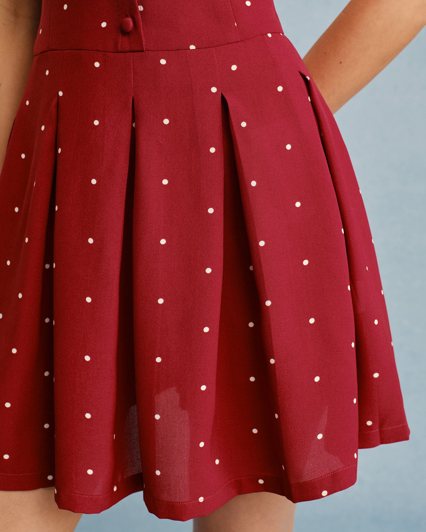 Red Collar Polka Dot Mini Dress - Image 6