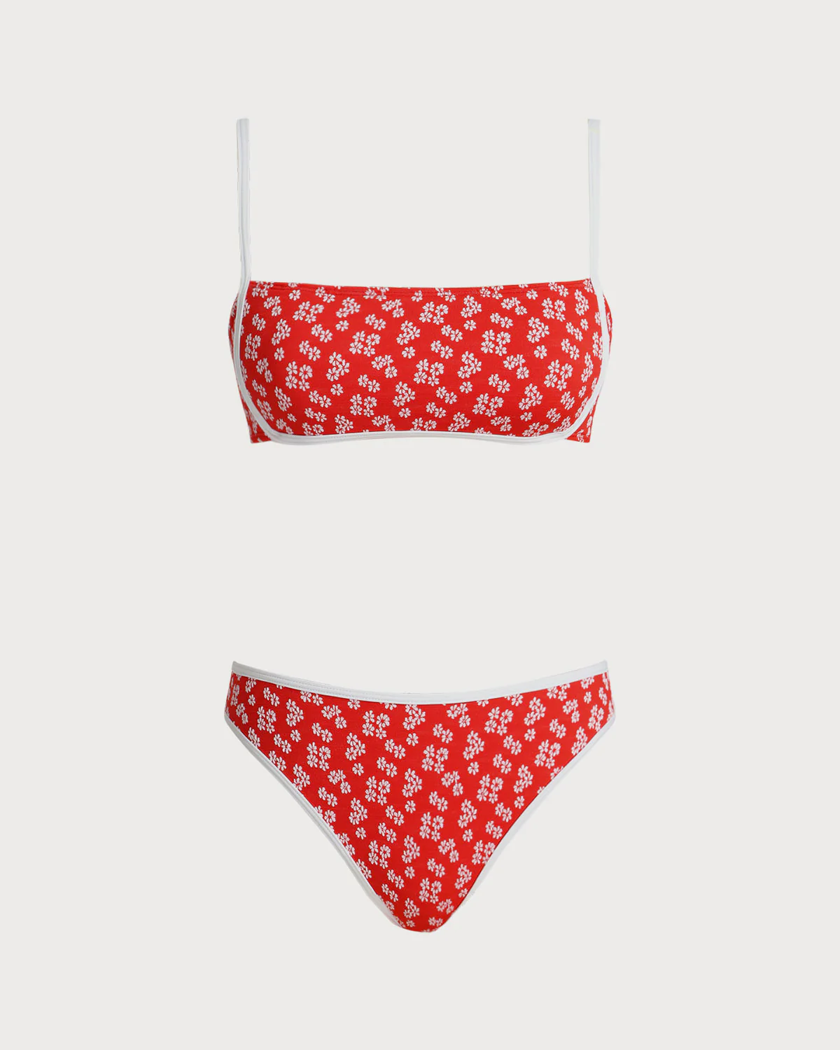 Red Floral Bralette Bikini Set - Image 2