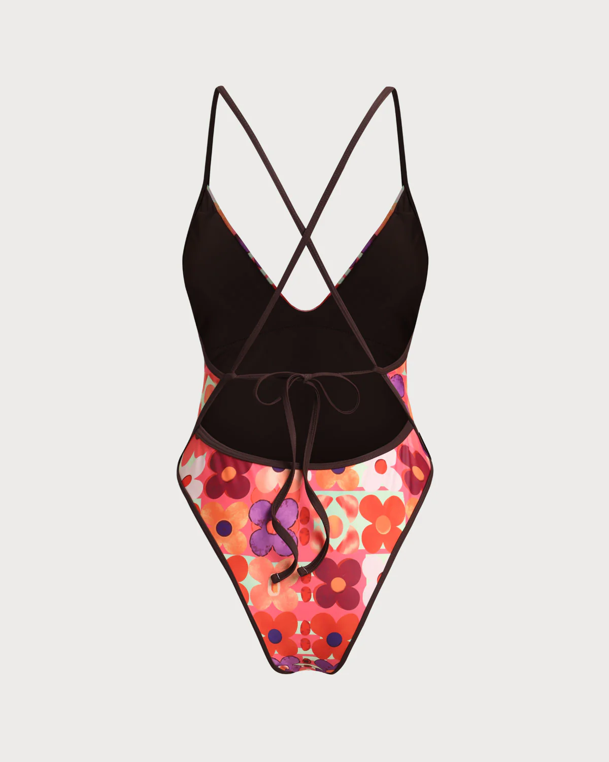 Red Floral Corset One-Piece Swimsuit - Image 3