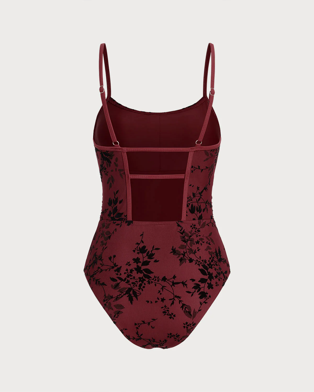 Red Floral One Piece Swimwear - Image 2