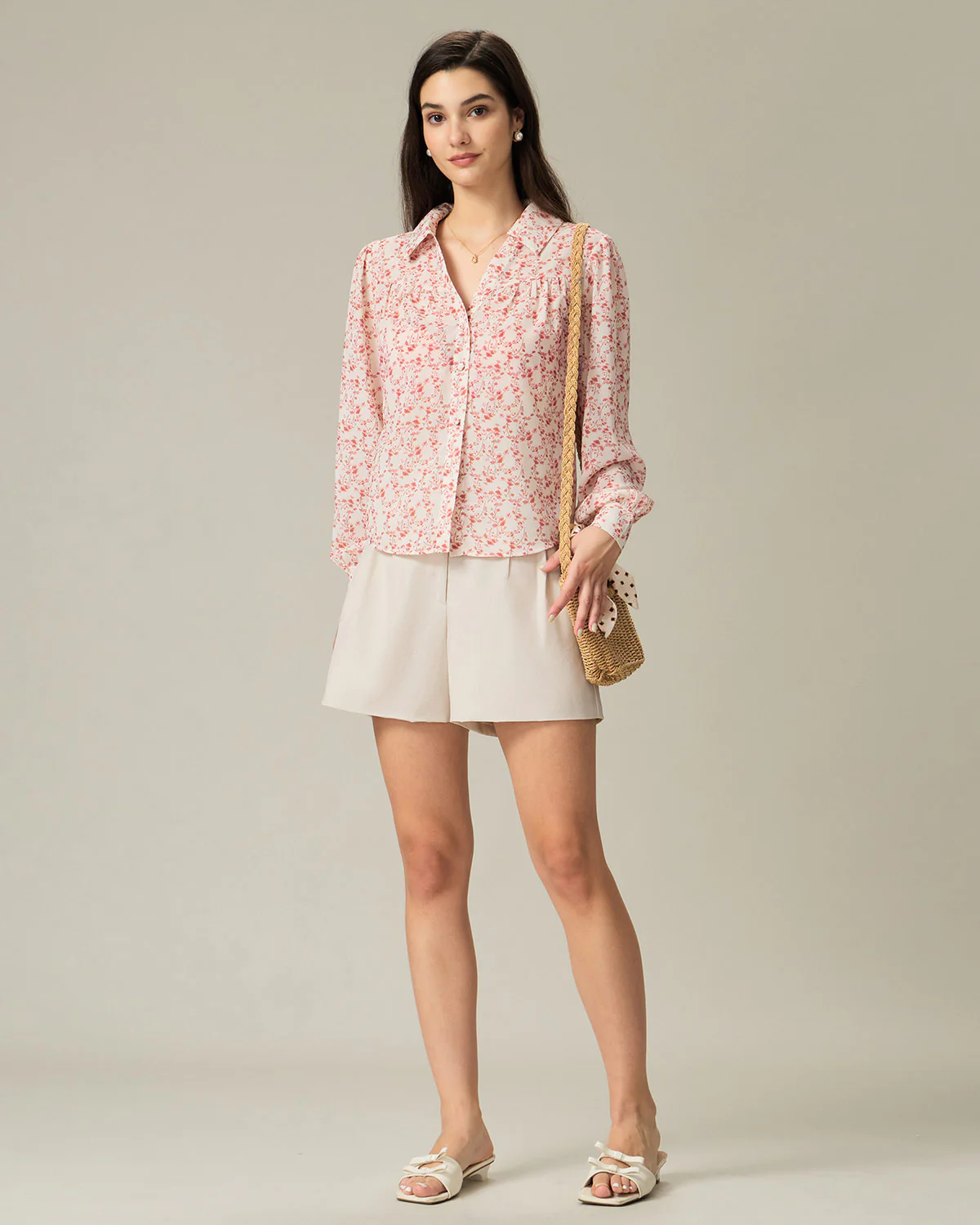 Red Floral Ruched Shirt - Image 4
