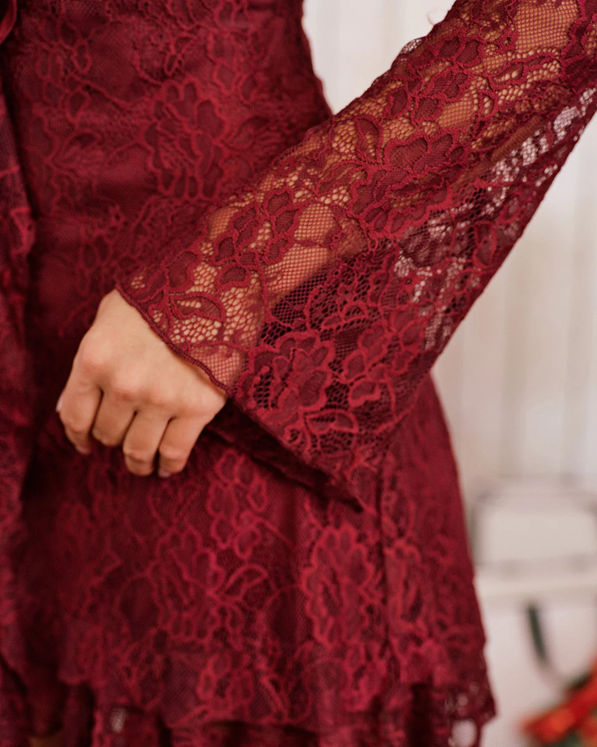 Red Floral Ruffle Mini Dress - Image 4
