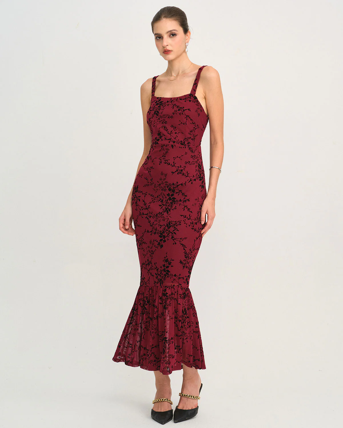Red Floral Sleeveless Maxi Dress - Image 7