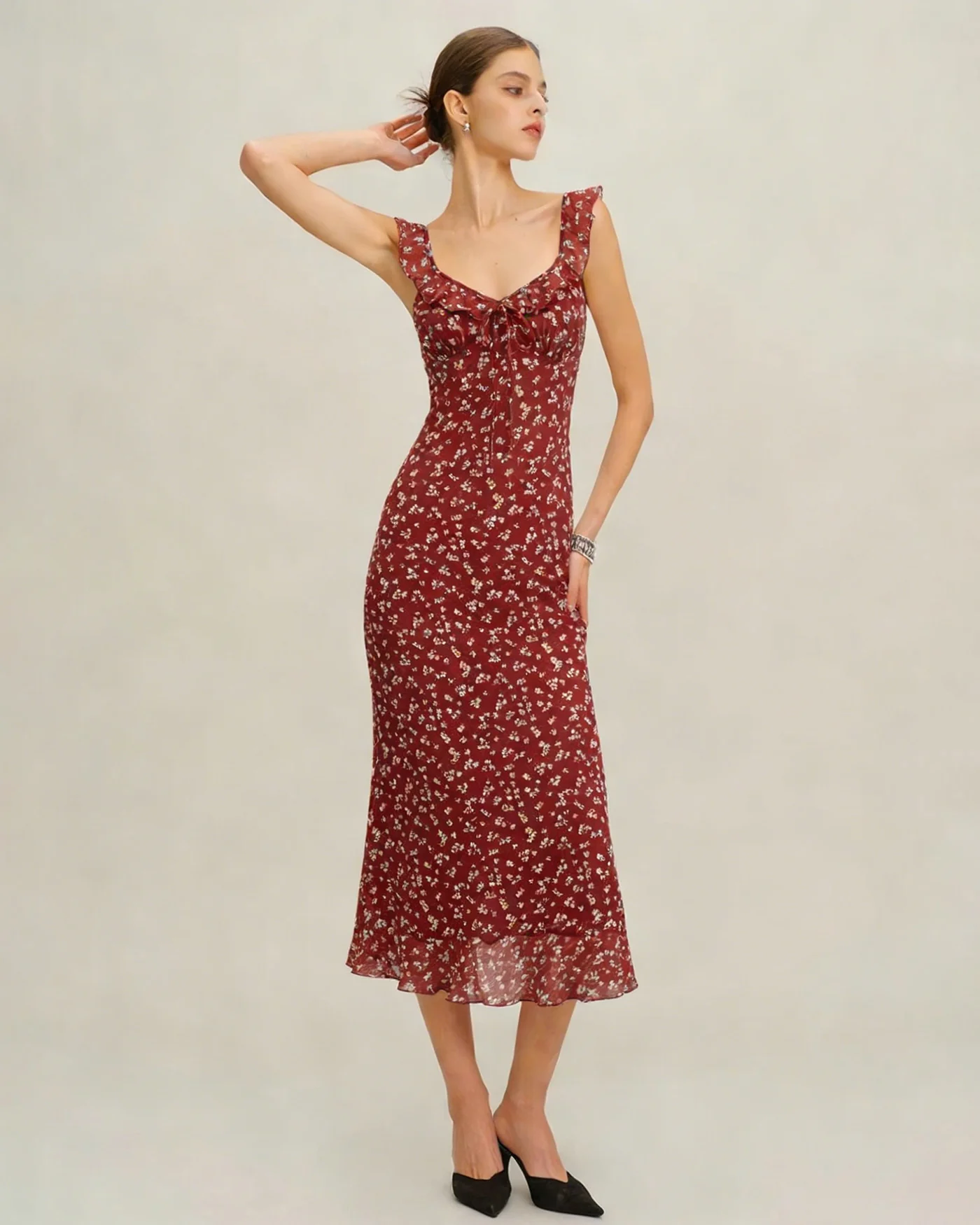Red Floral Slip Maxi Dress - Image 3