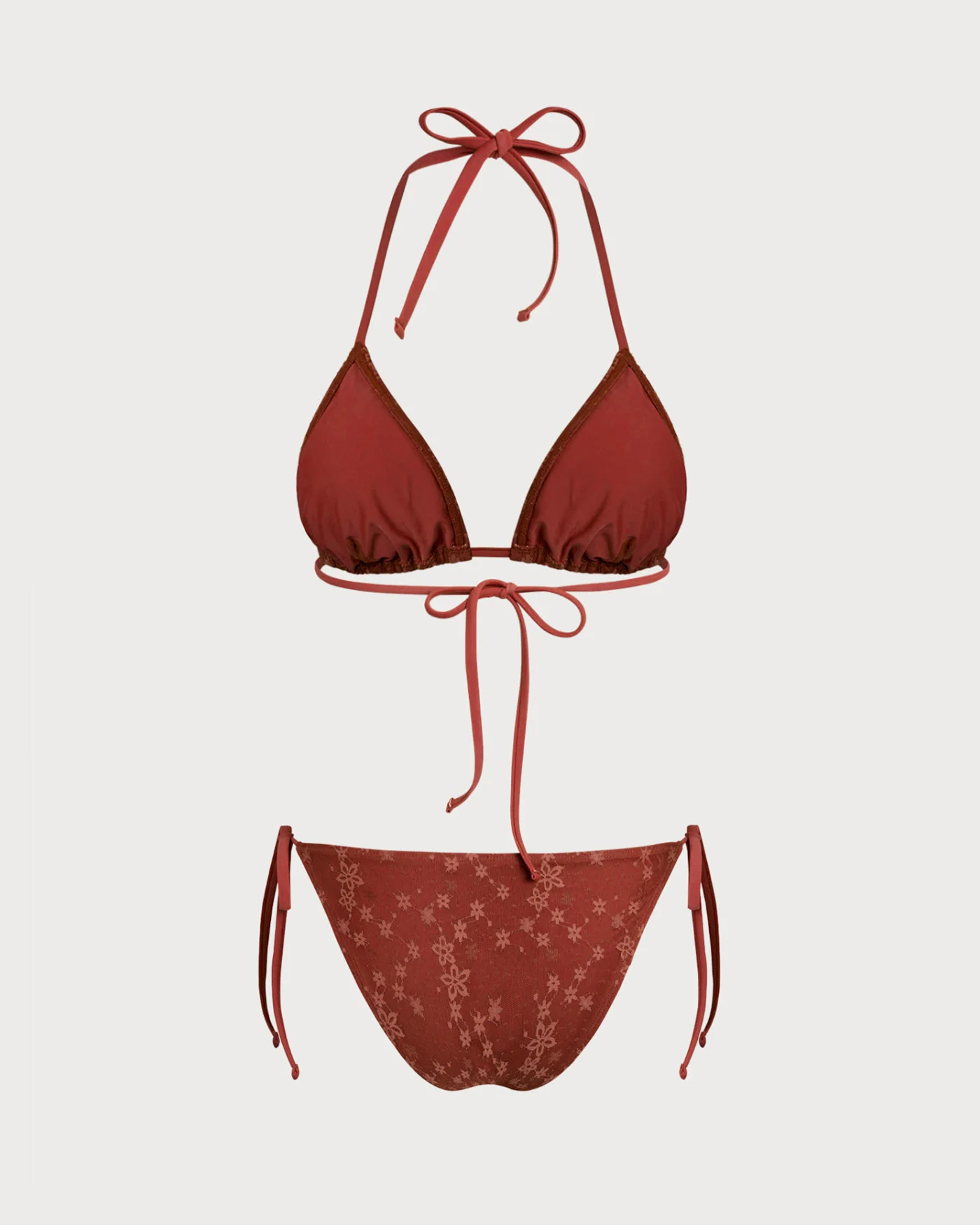 Red Halter Mesh Drawstring Bikini Set - Image 4