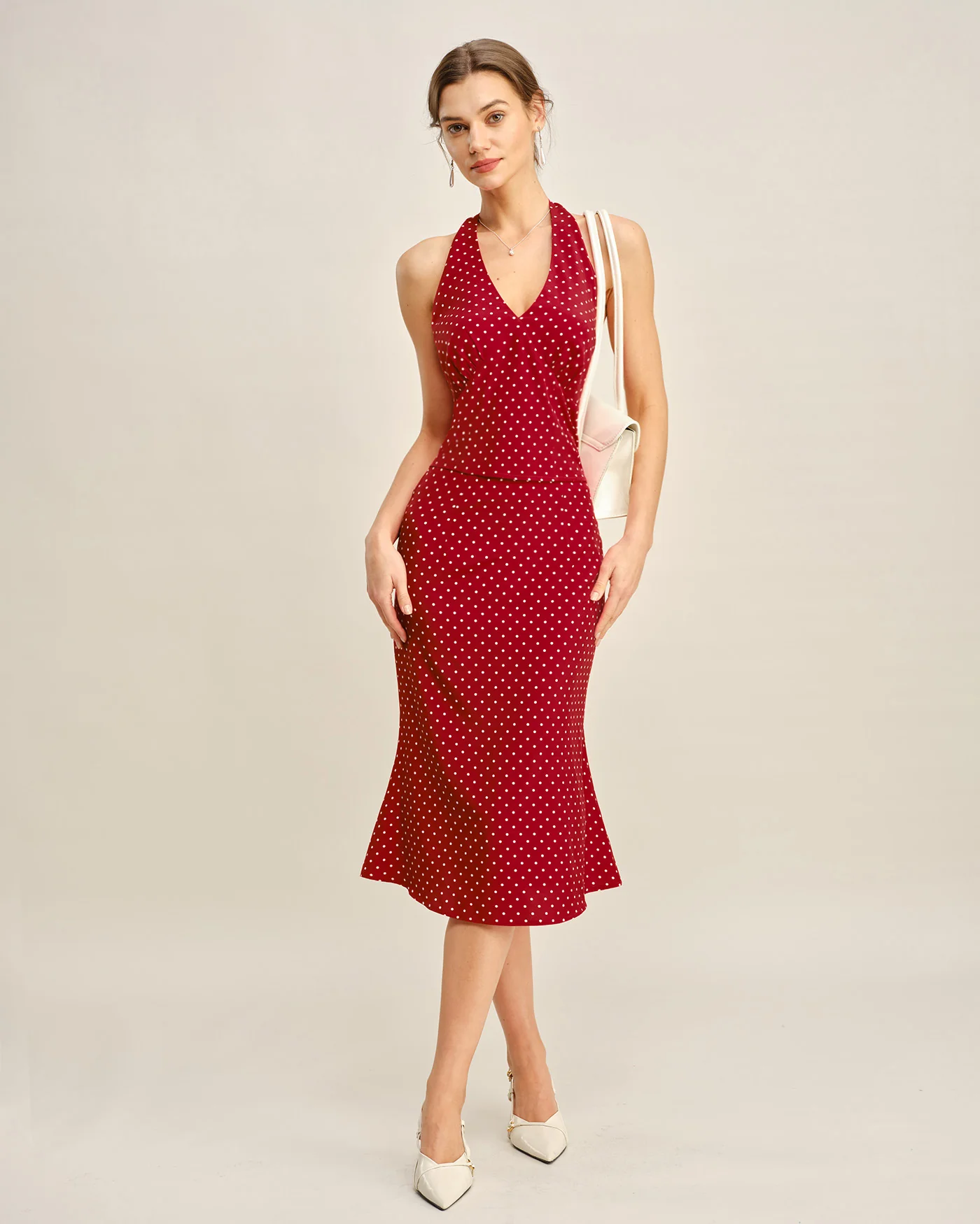Red Halter Polka Dot Cami Top - Image 3