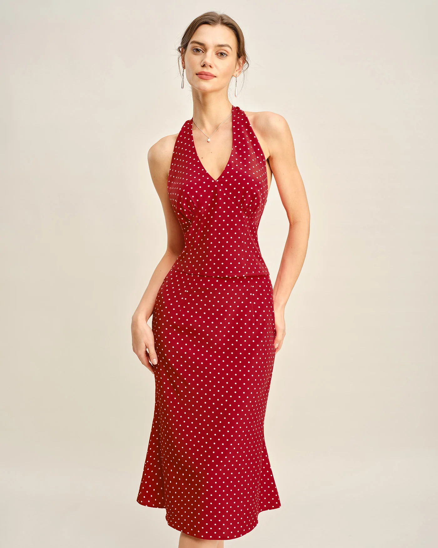 Red Halter Polka Dot Cami Top - Image 4