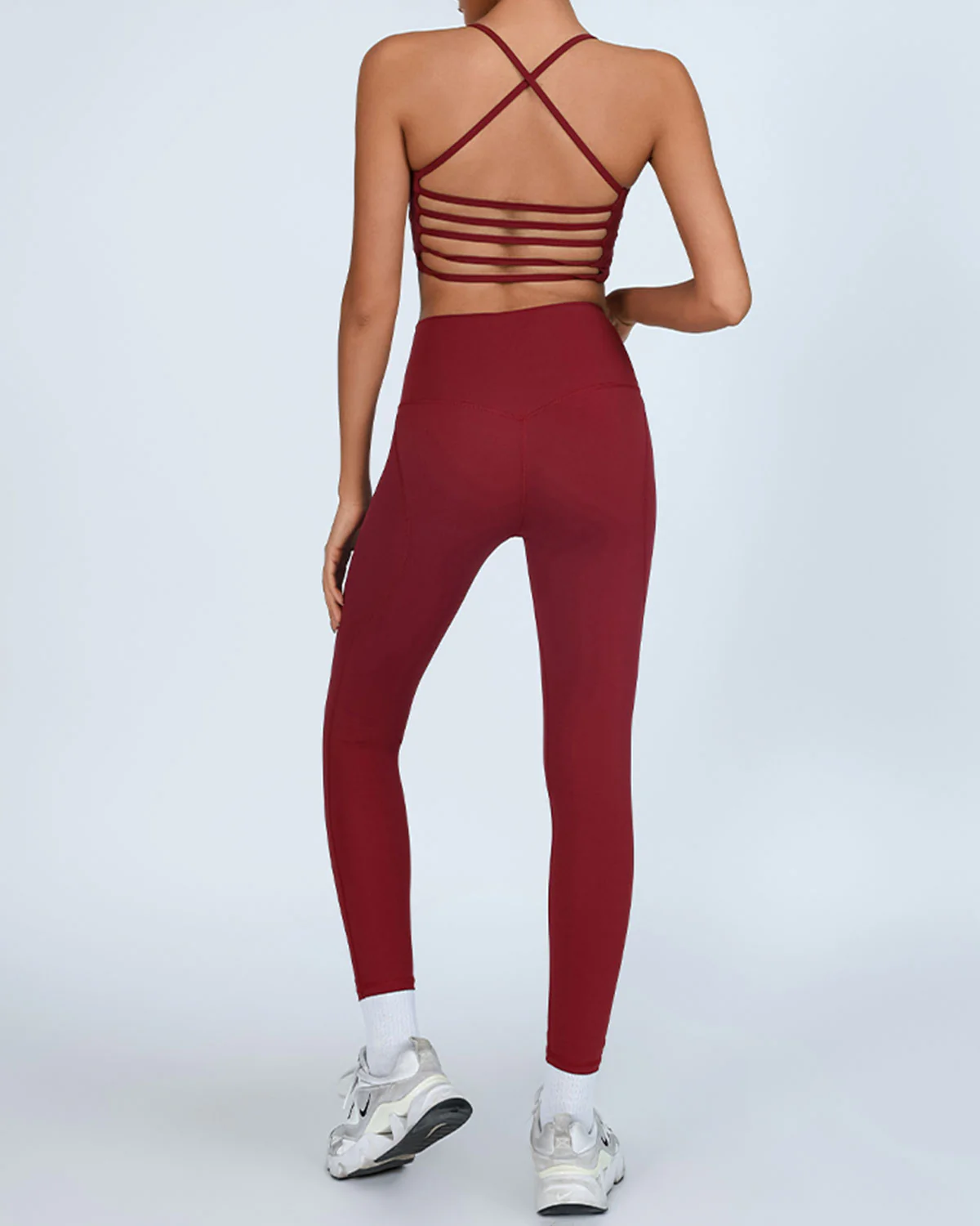 Red High Stretch Yoga Leggings - Image 3