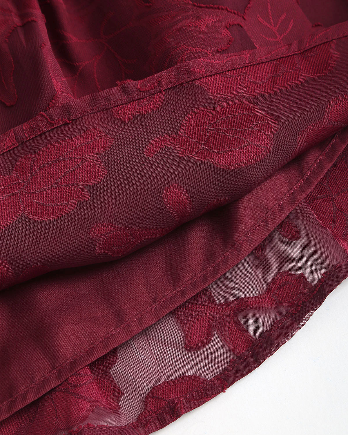 Red Jacquard Boat Neck A-Line Mini Dress - Image 10
