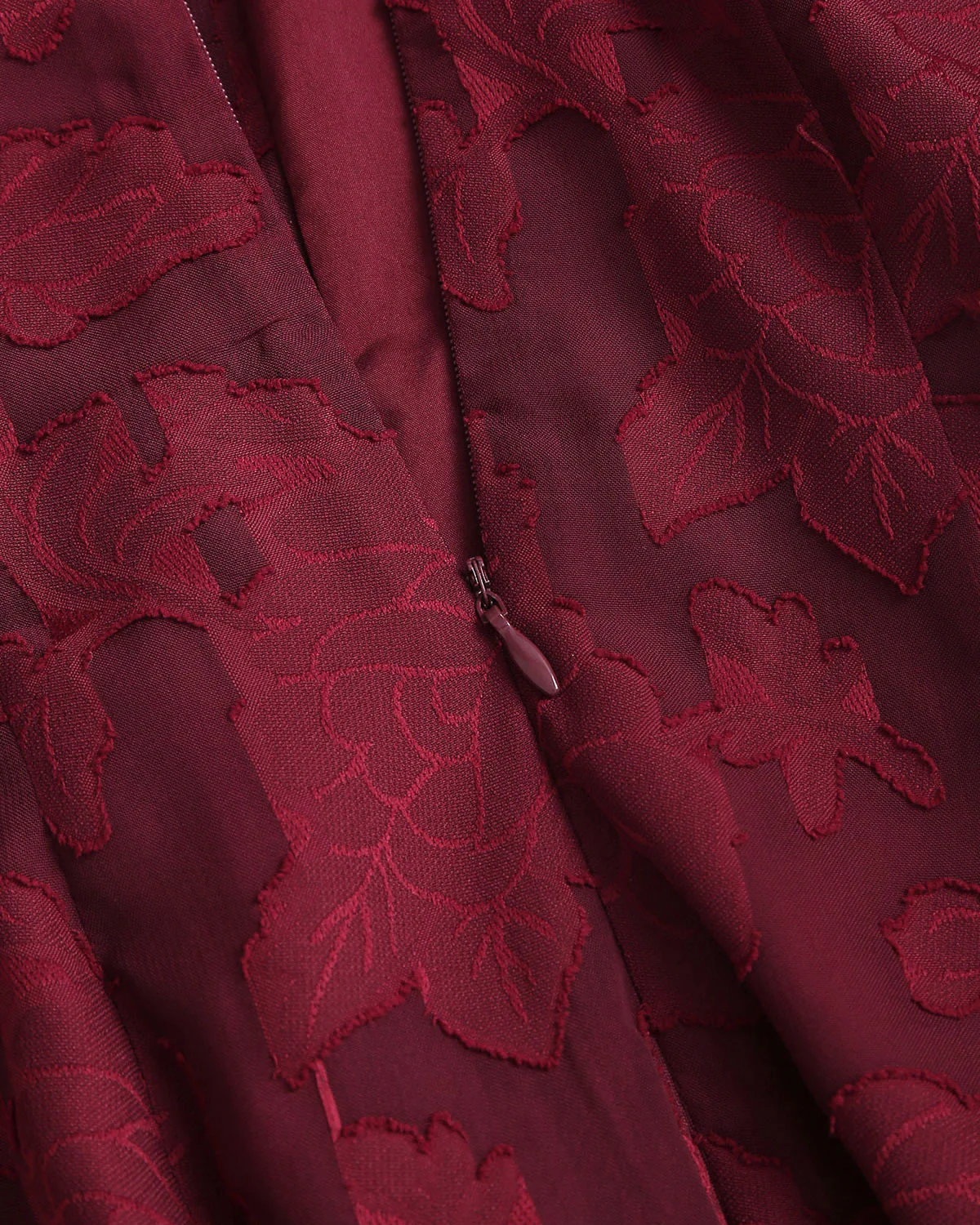 Red Jacquard Boat Neck A-Line Mini Dress - Image 9