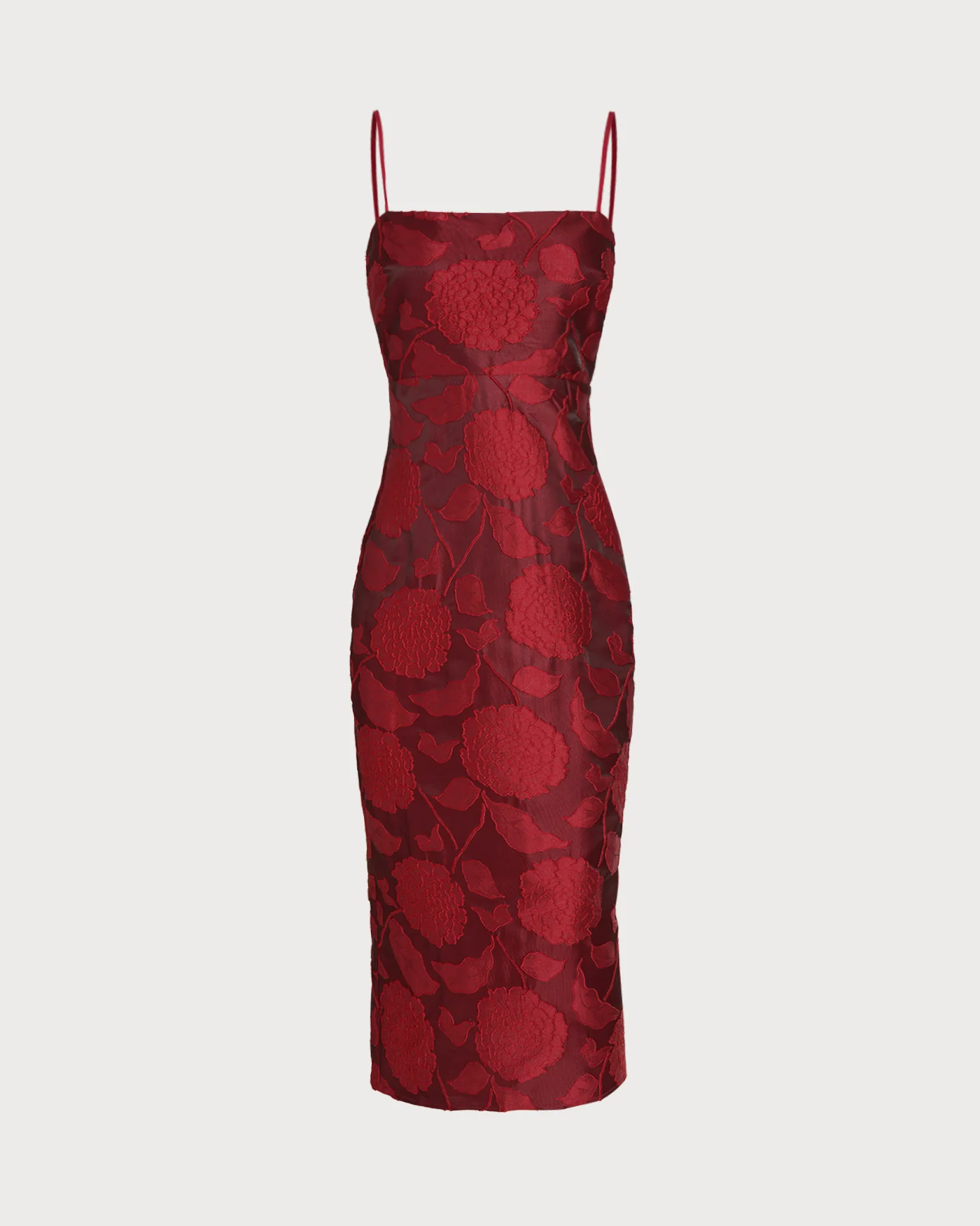 Red Jacquard Maxi Dress - Image 8