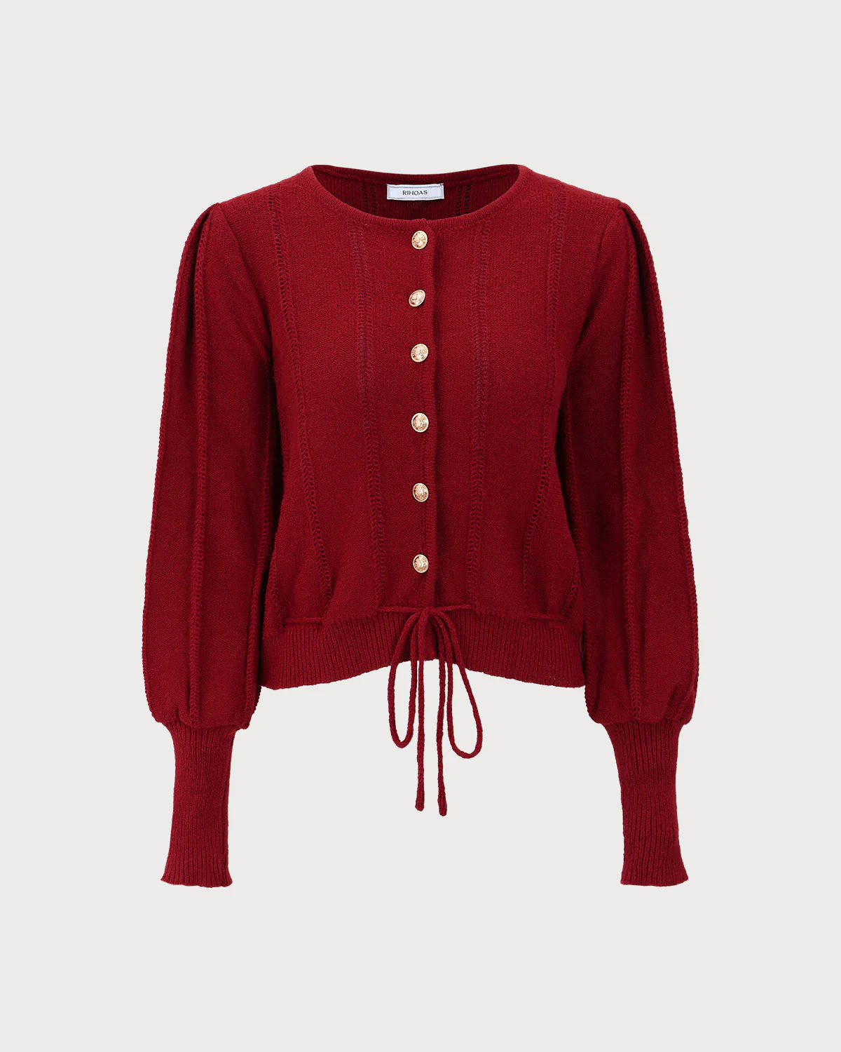Red Lantern Sleeve Single-Breasted Cardigan - Image 6