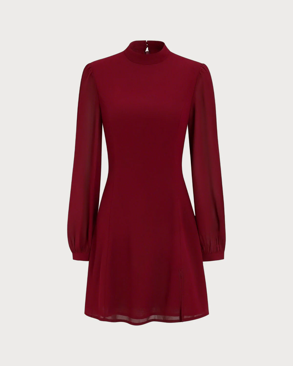 Red Mock Neck See-Through Mini Dress - Image 7