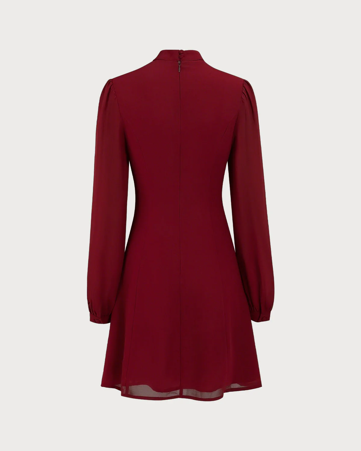 Red Mock Neck See-Through Mini Dress - Image 8