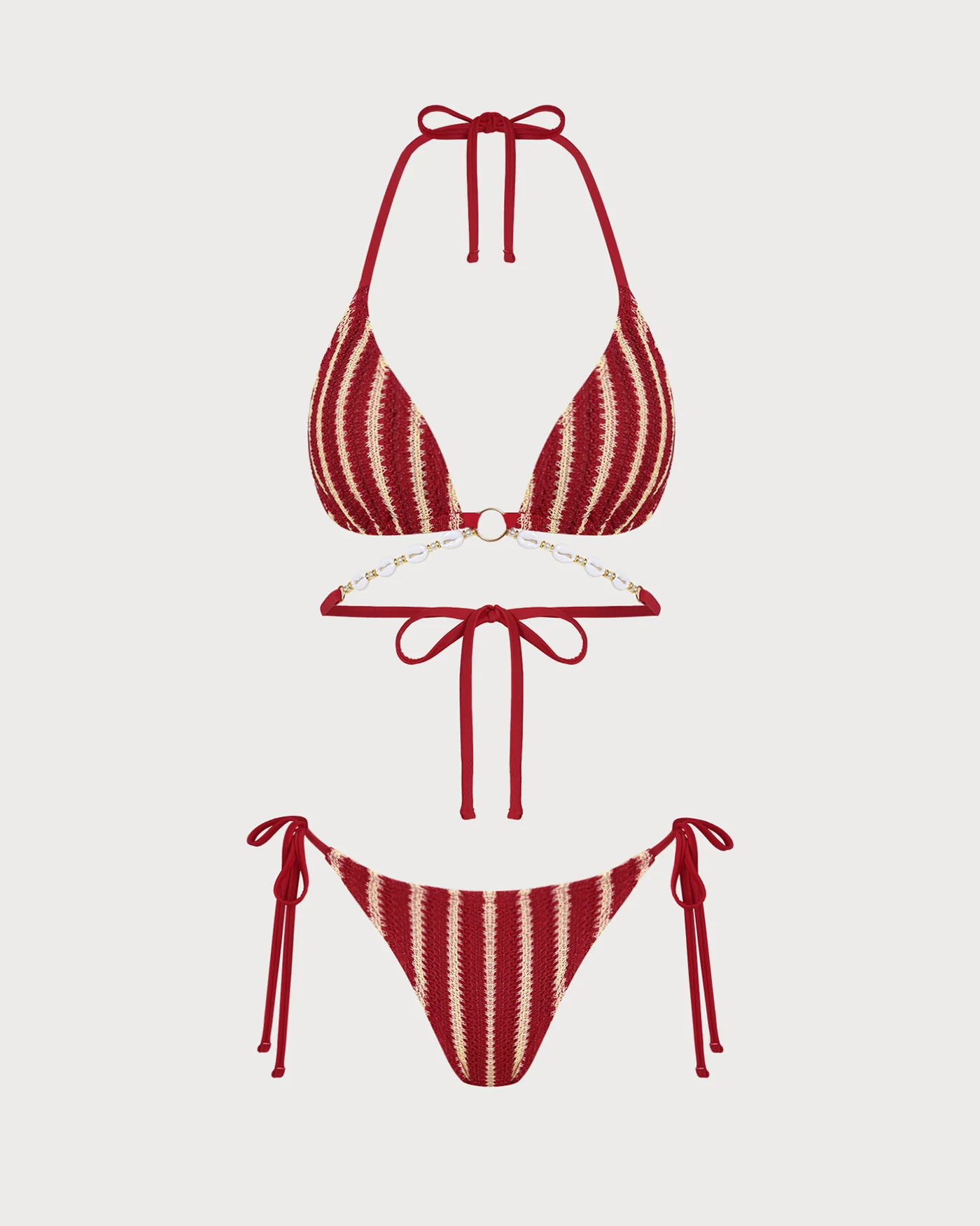 Red O-Ring Contrasting Bikini Set - Image 3