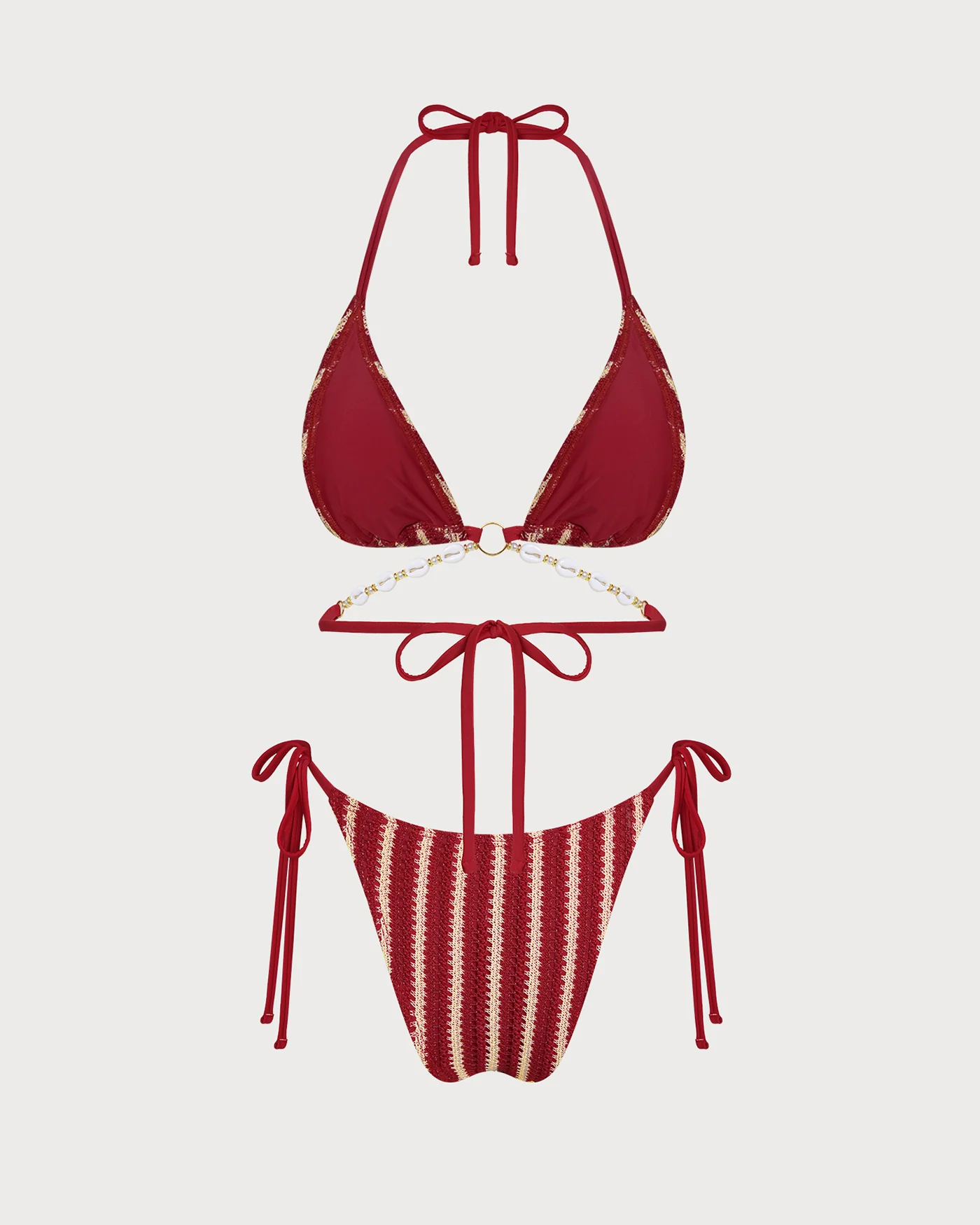 Red O-Ring Contrasting Bikini Set - Image 4