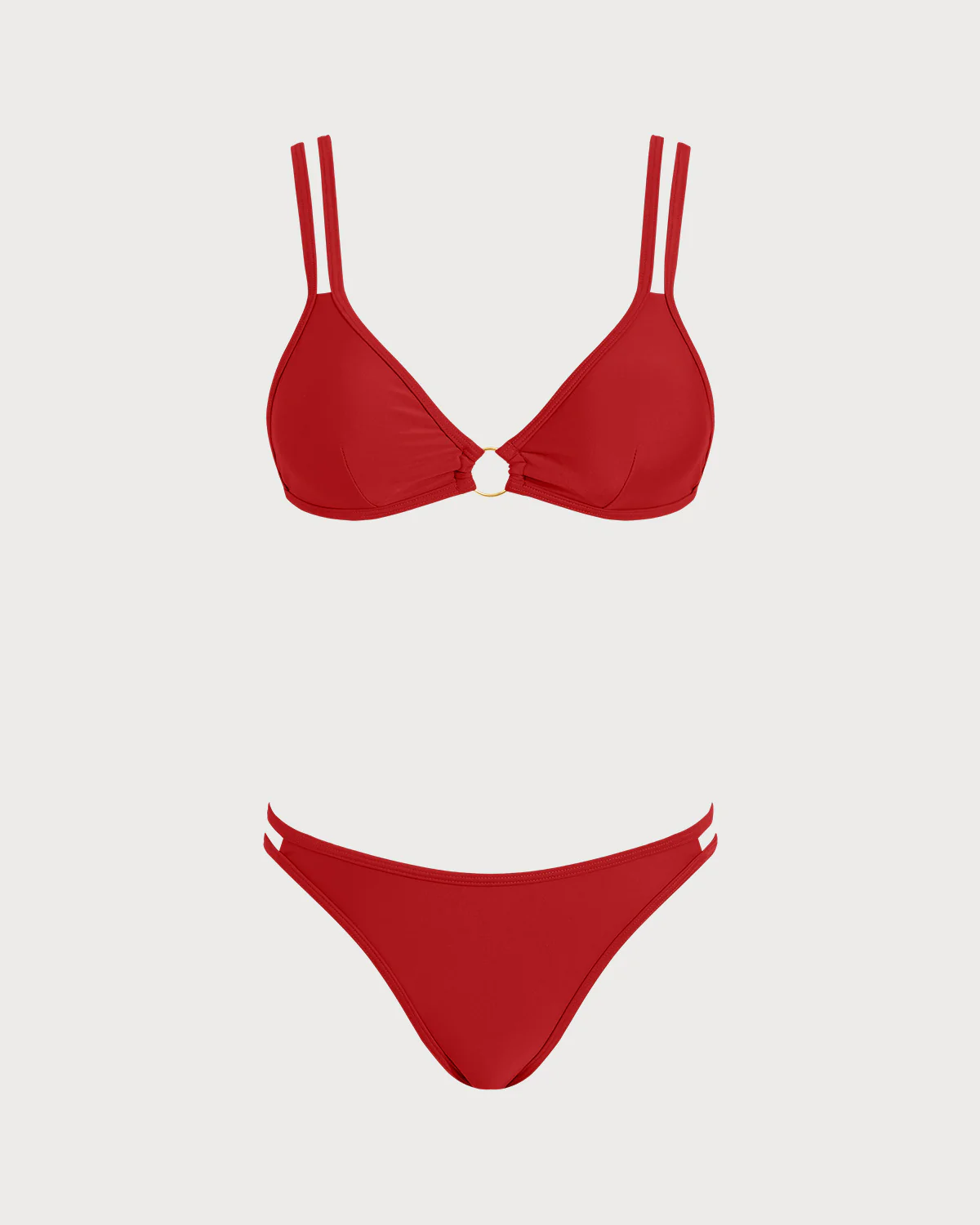 Red O-Ring Triangle Bikini Set - Image 3