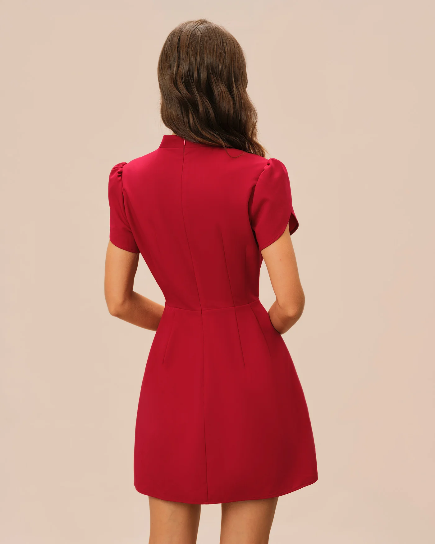 Red Petal Sleeve Mini Dress - Image 4
