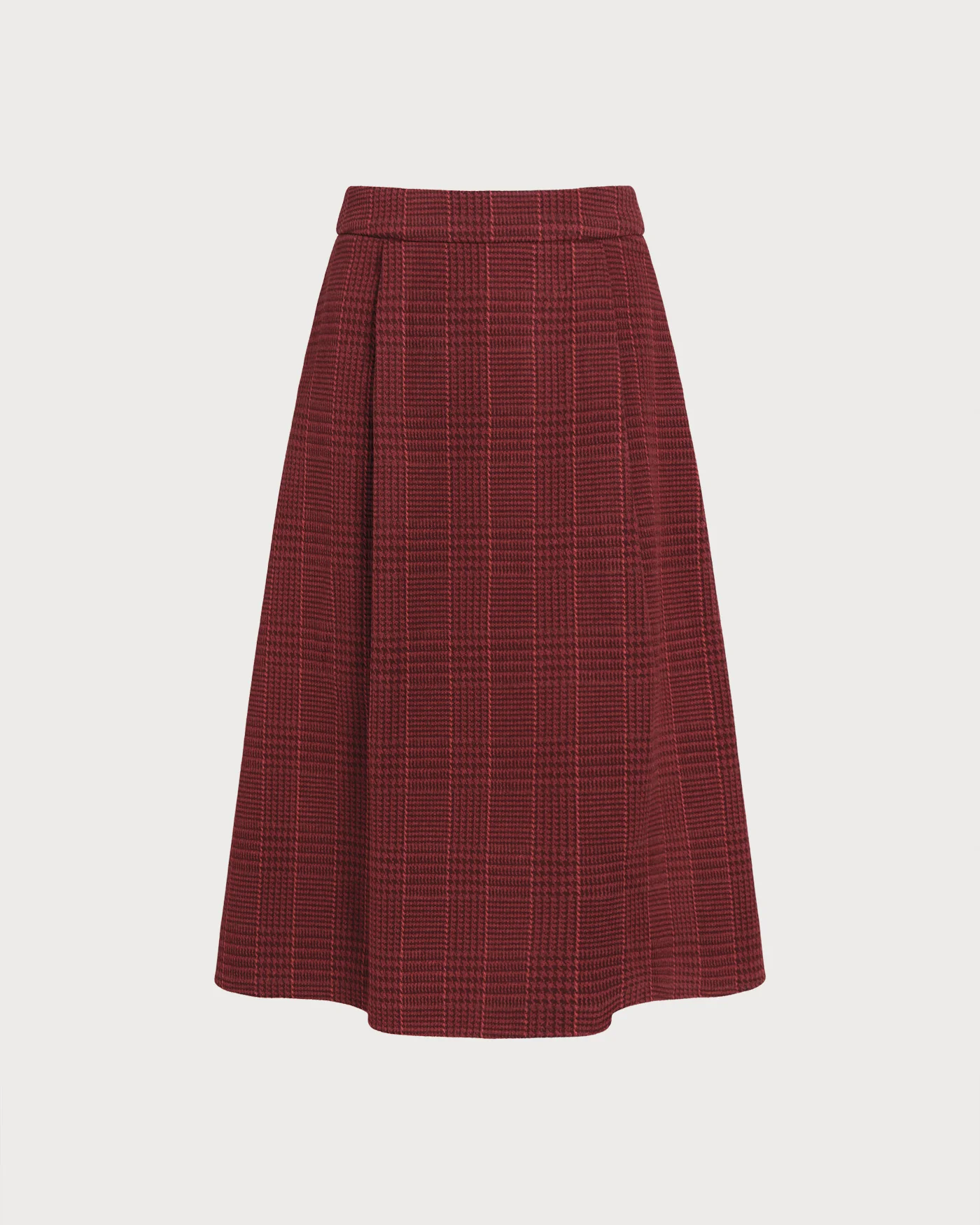 Red Plaid A-Line Midi Skirt - Image 6