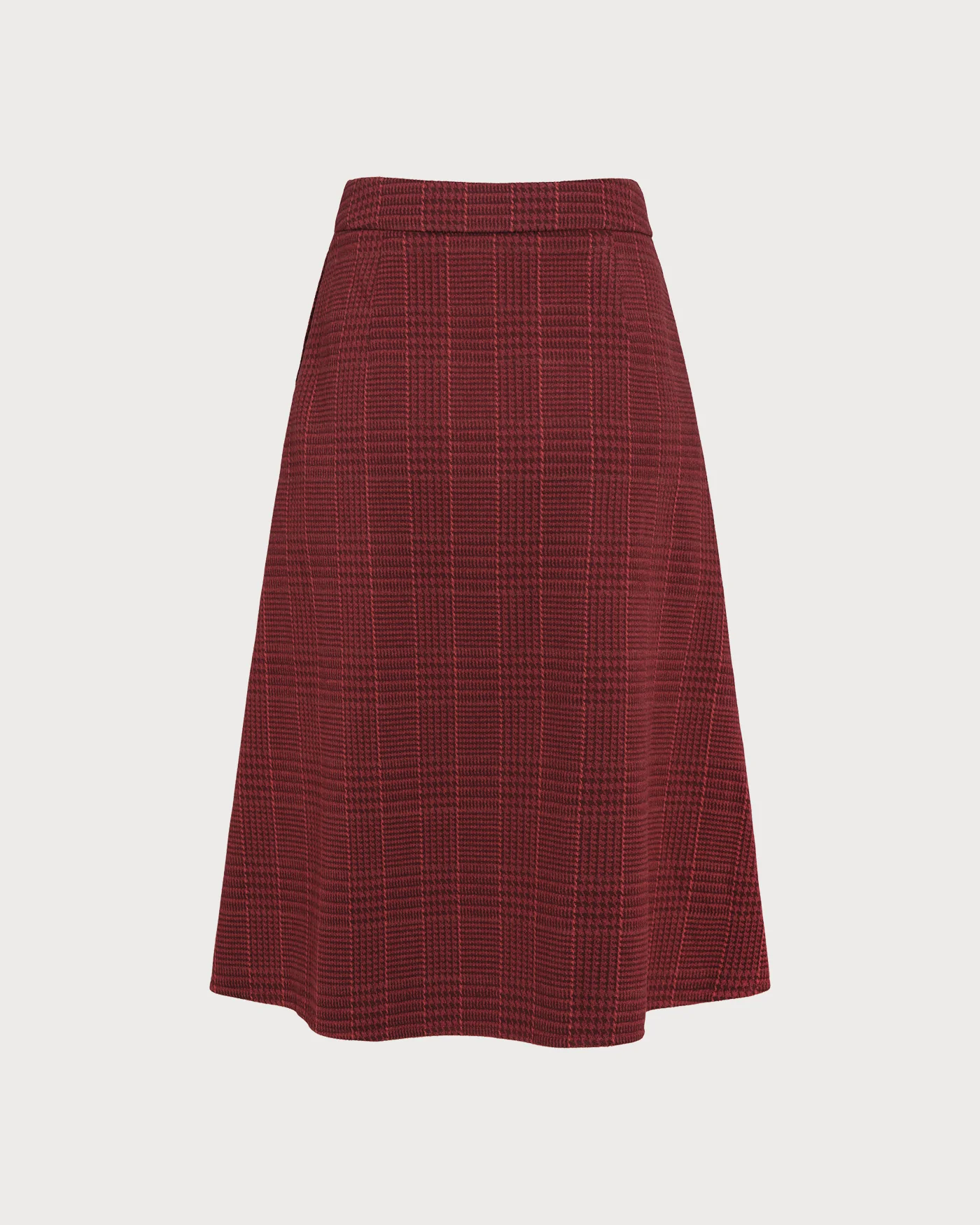 Red Plaid A-Line Midi Skirt - Image 7