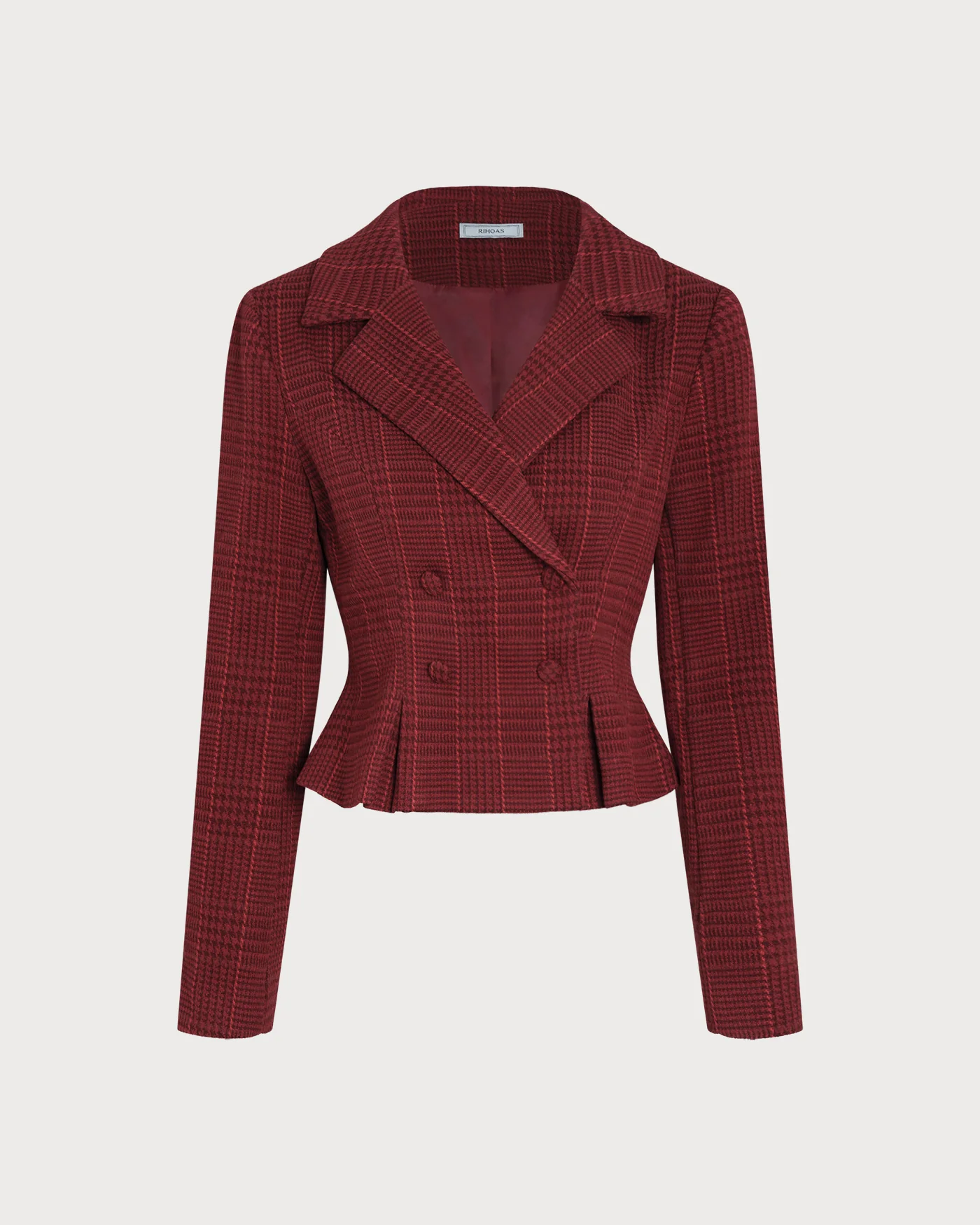 Red Plaid Double Breasted Jacket - Image 7